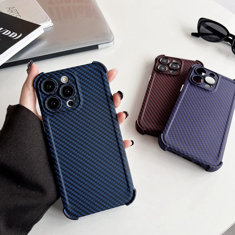 For iPhone 13 Pro Case Reinforced Corner TPU Phone Cover Carbon Fiber Texture Design