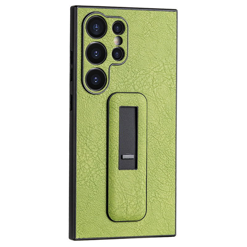 For Samsung Galaxy S24 Ultra Case Shockproof PC+PU Leather Phone Cover with Push-pull Kickstand