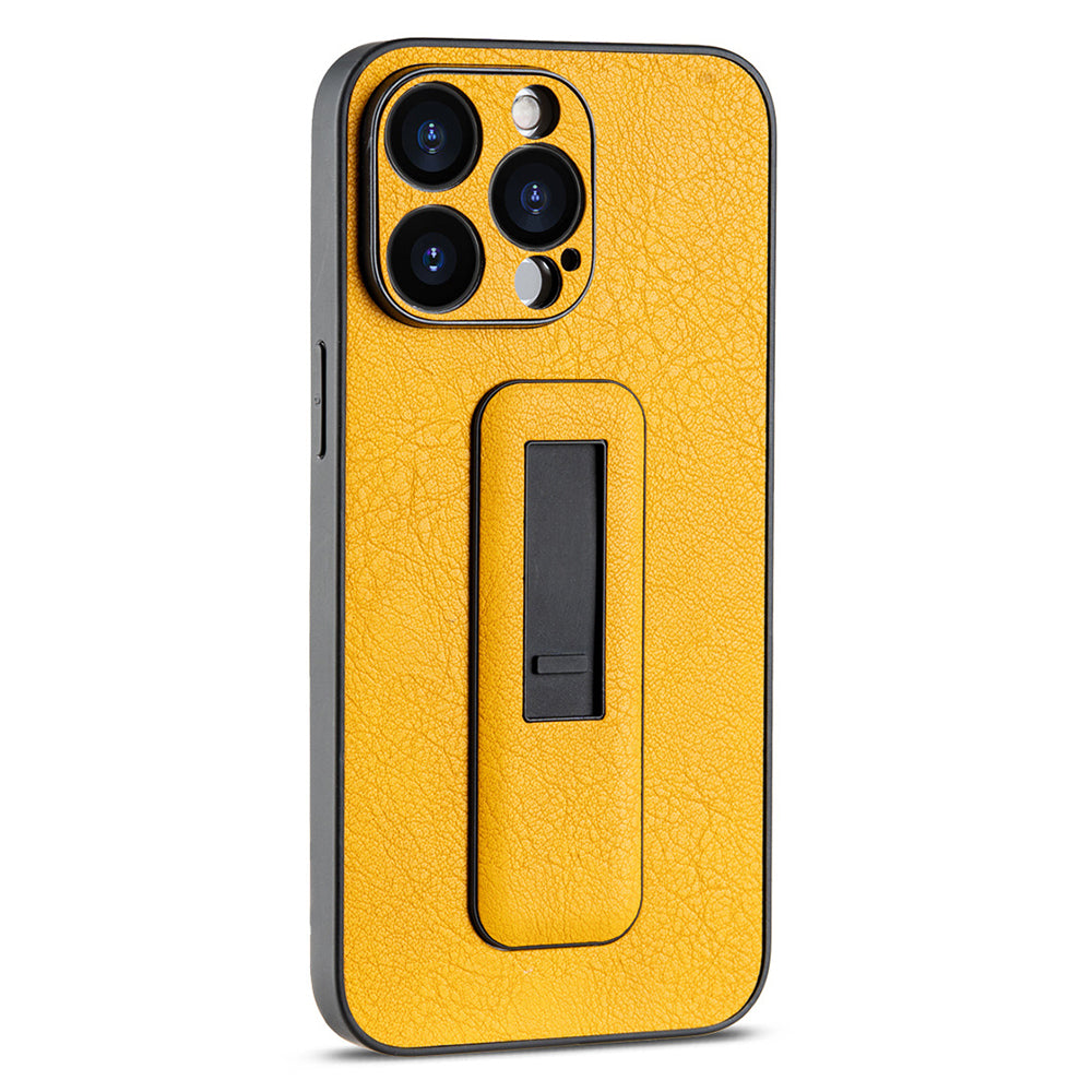 For iPhone 13 Pro Max Case PC+PU Leather Phone Cover with Push-pull Kickstand
