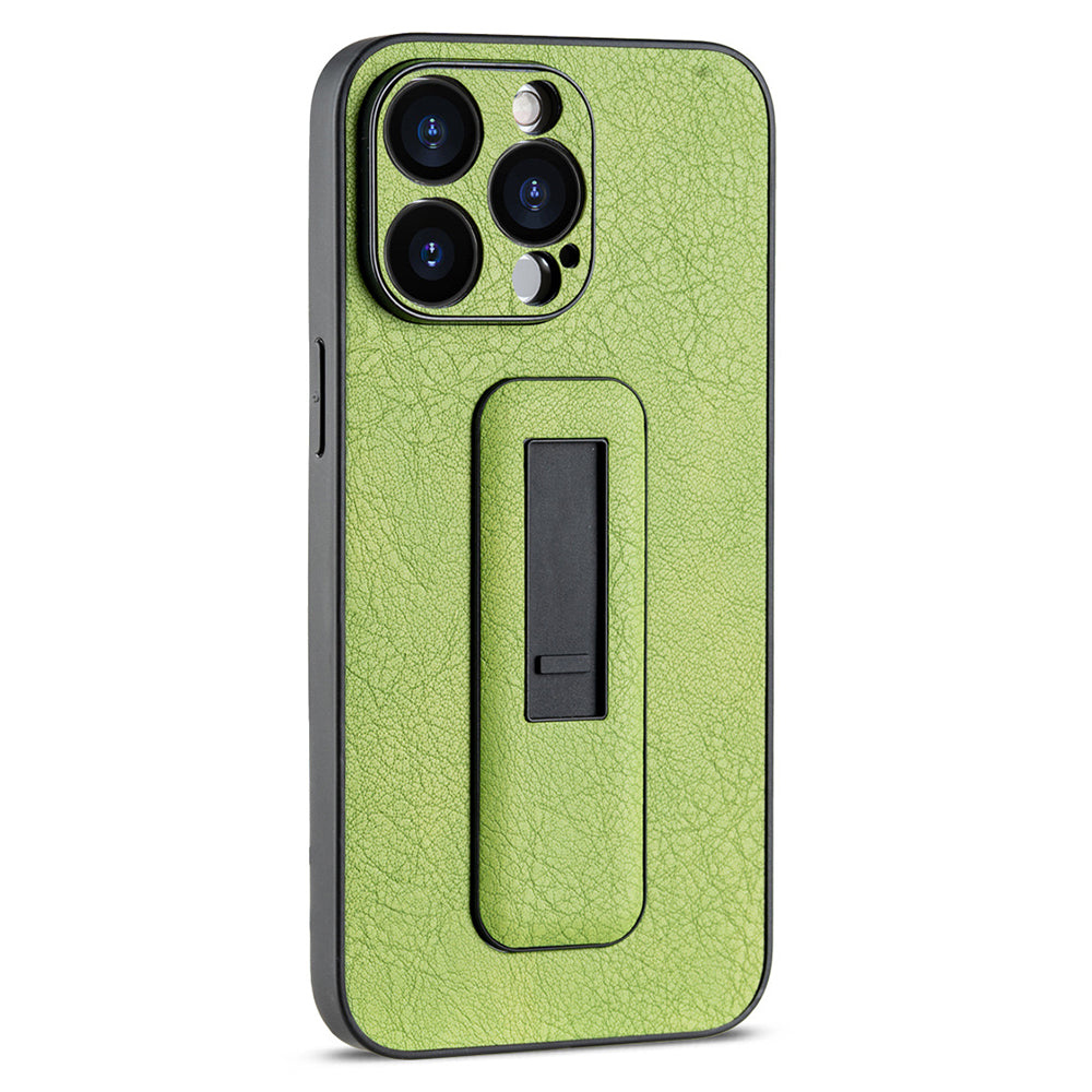 For iPhone 14 Pro Max Case PC+PU Leather Cell Phone Cover with Push-pull Kickstand