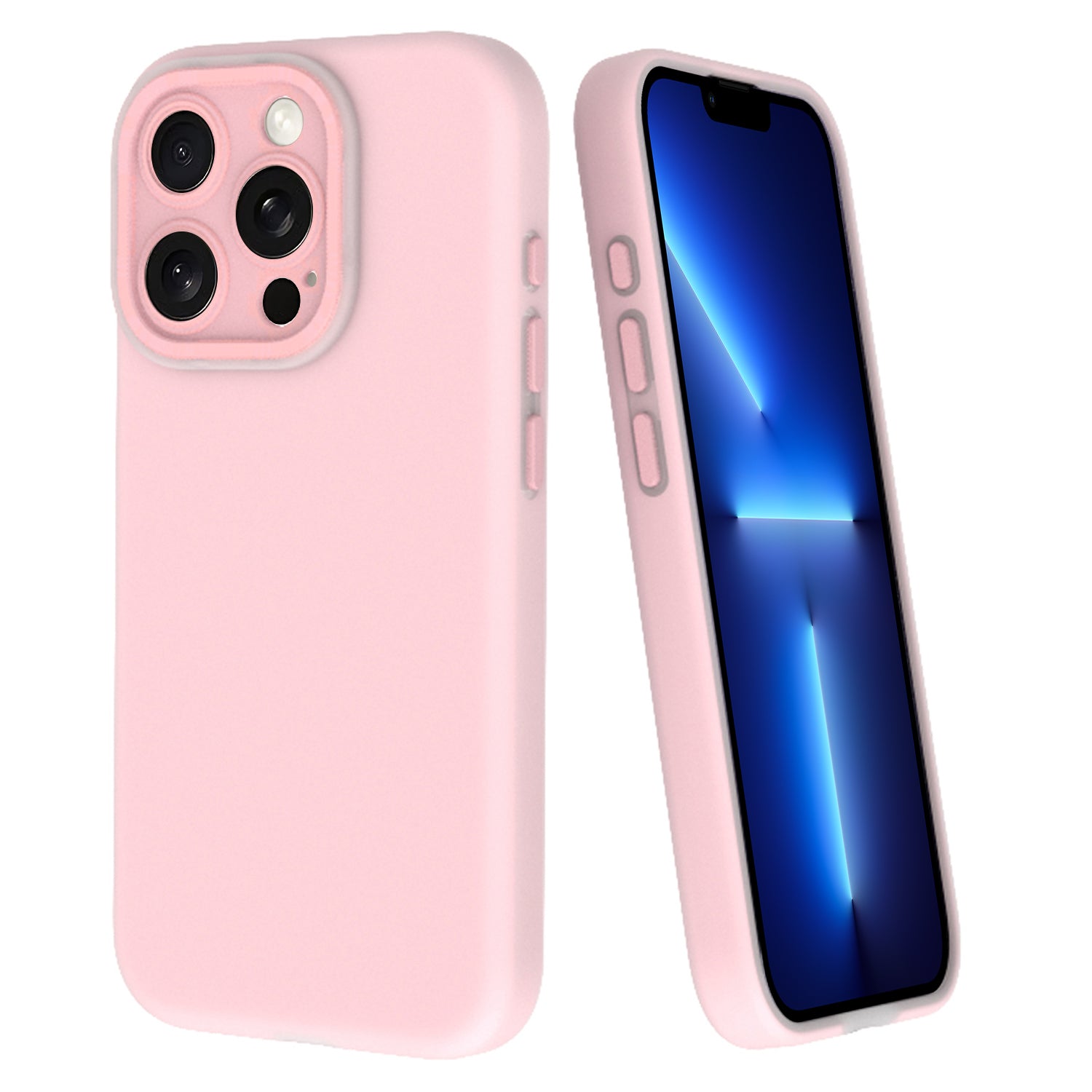 For iPhone 13 Pro Liquid Silicone Case Dopamine Design Protective Phone Cover with Lens Film