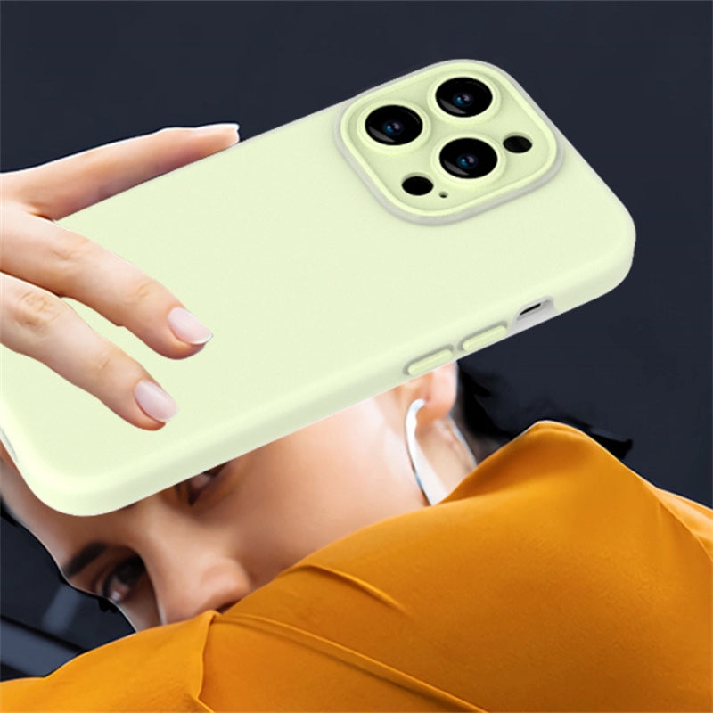 For iPhone 14 Pro Max Case Liquid Silicone Dust-proof Phone Cover with Lens Film