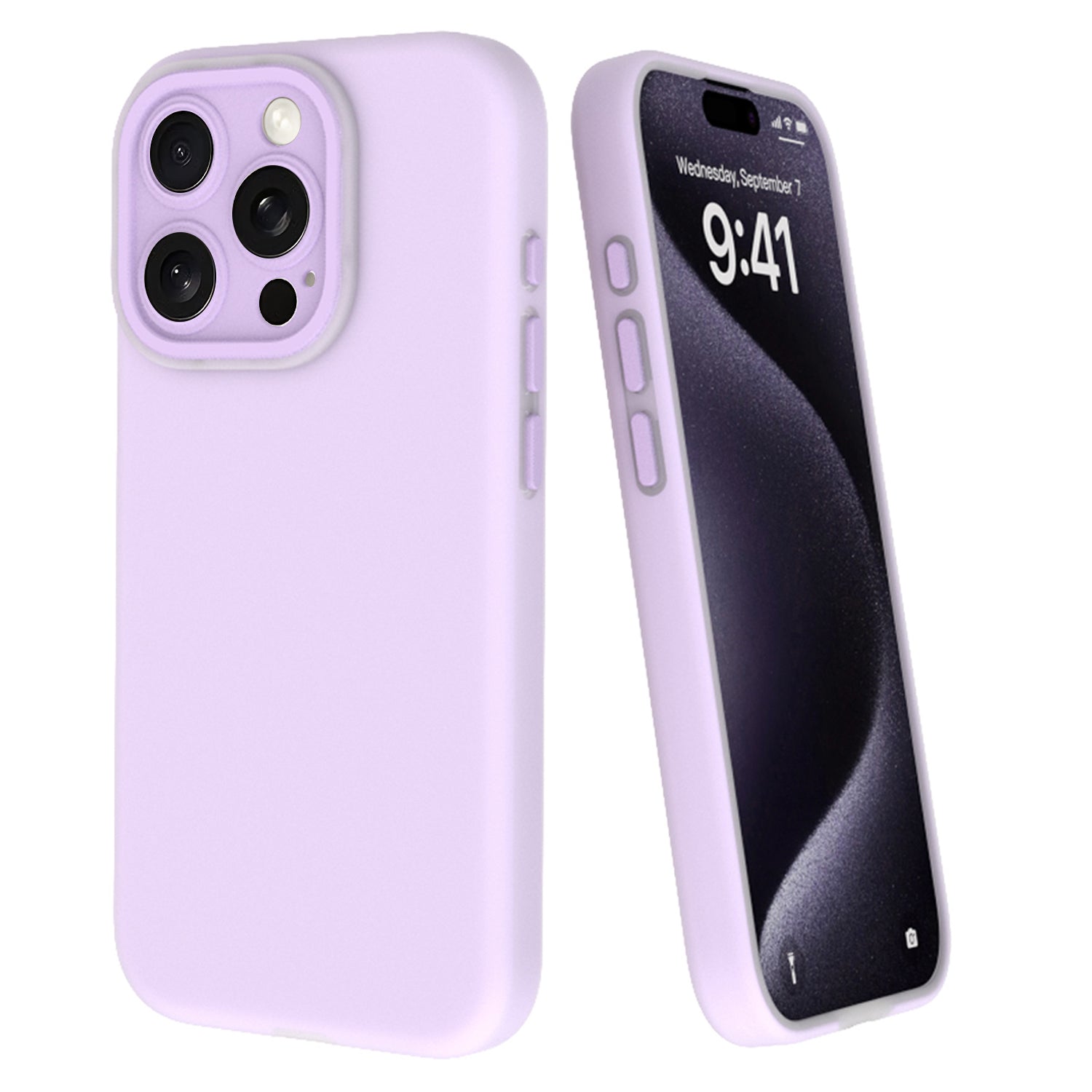 For iPhone 14 Pro Max Case Liquid Silicone Dust-proof Phone Cover with Lens Film