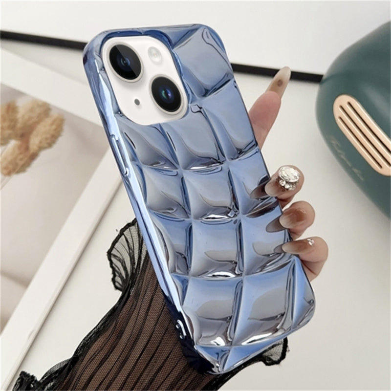 For iPhone 13 Case Rhombus Grid TPU Phone Cover Electroplating Surface