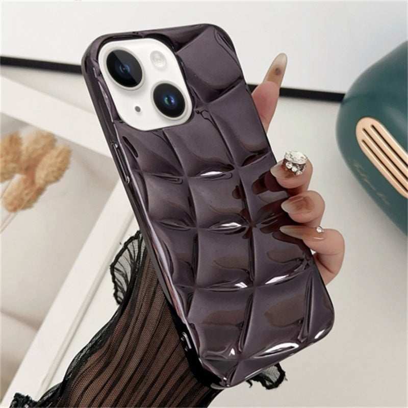 For iPhone 13 Case Rhombus Grid TPU Phone Cover Electroplating Surface