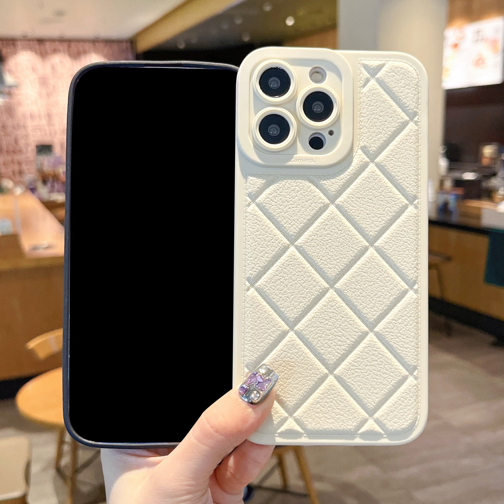 For iPhone 13 Pro Case Rhombus Pattern TPU Anti-Falling Protective Phone Cover