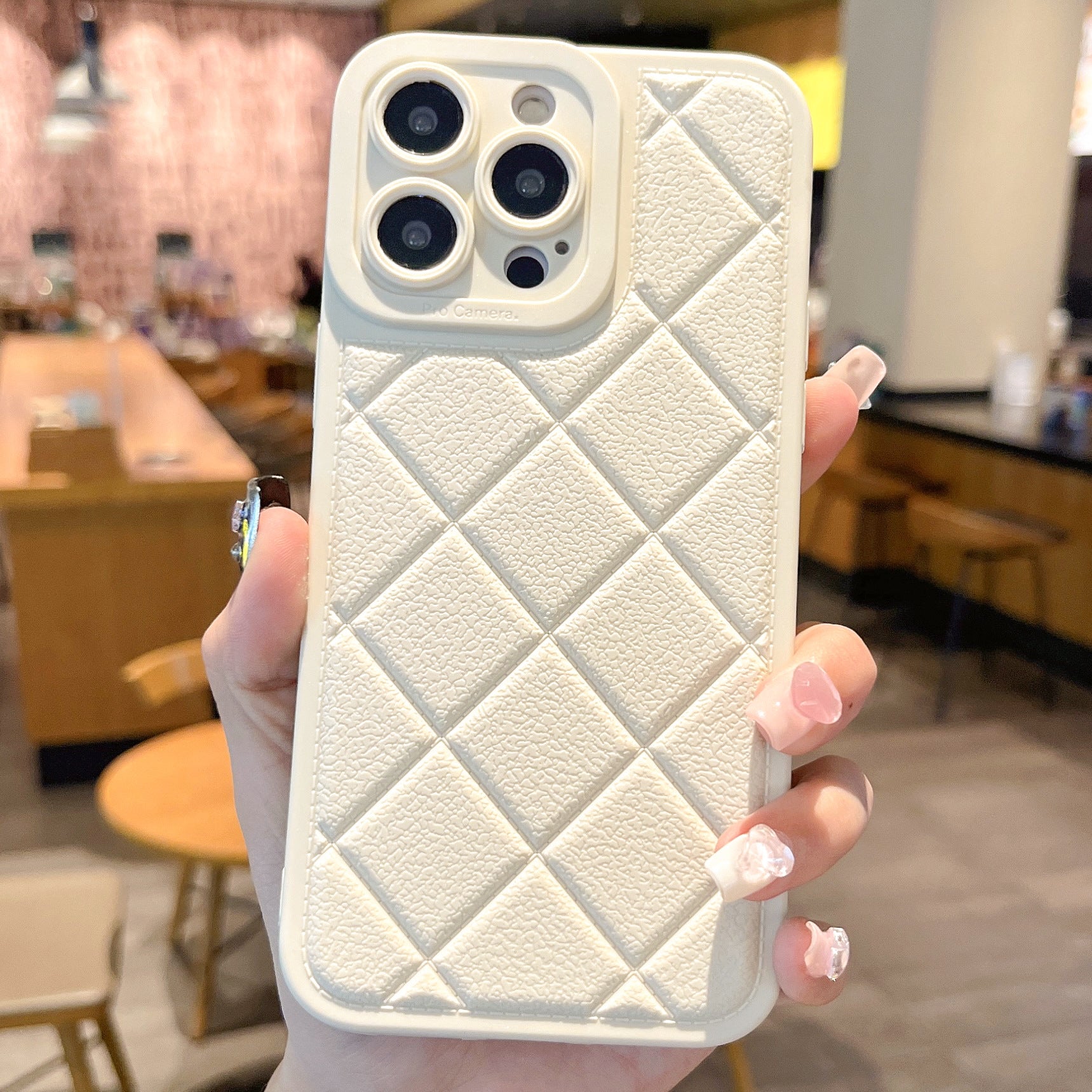 For iPhone 13 Pro Max TPU Case Rhombus Pattern Anti-scratch Phone Cover