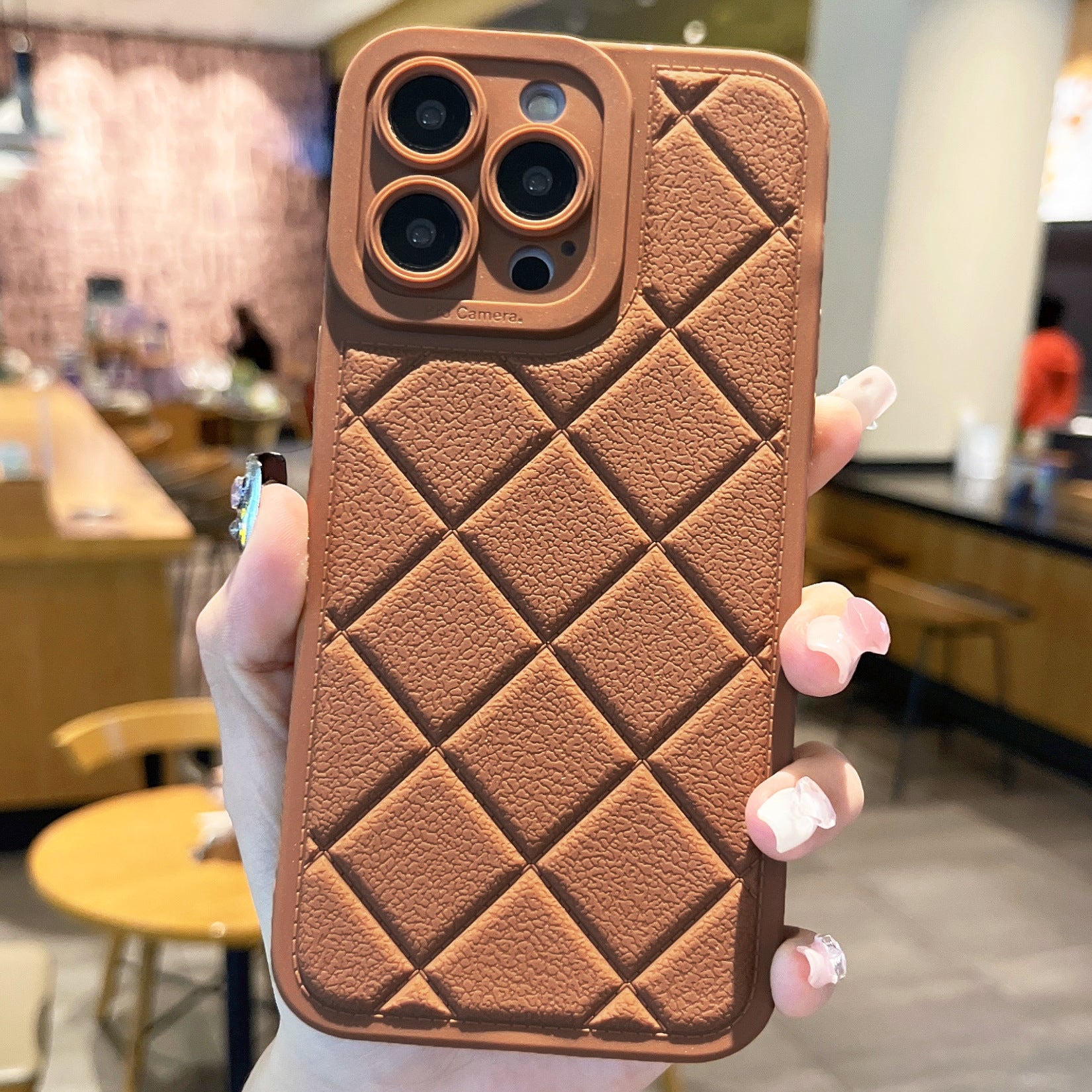 For iPhone 14 Pro Max Case Rhombus Pattern Anti-Scratch TPU Phone Cover
