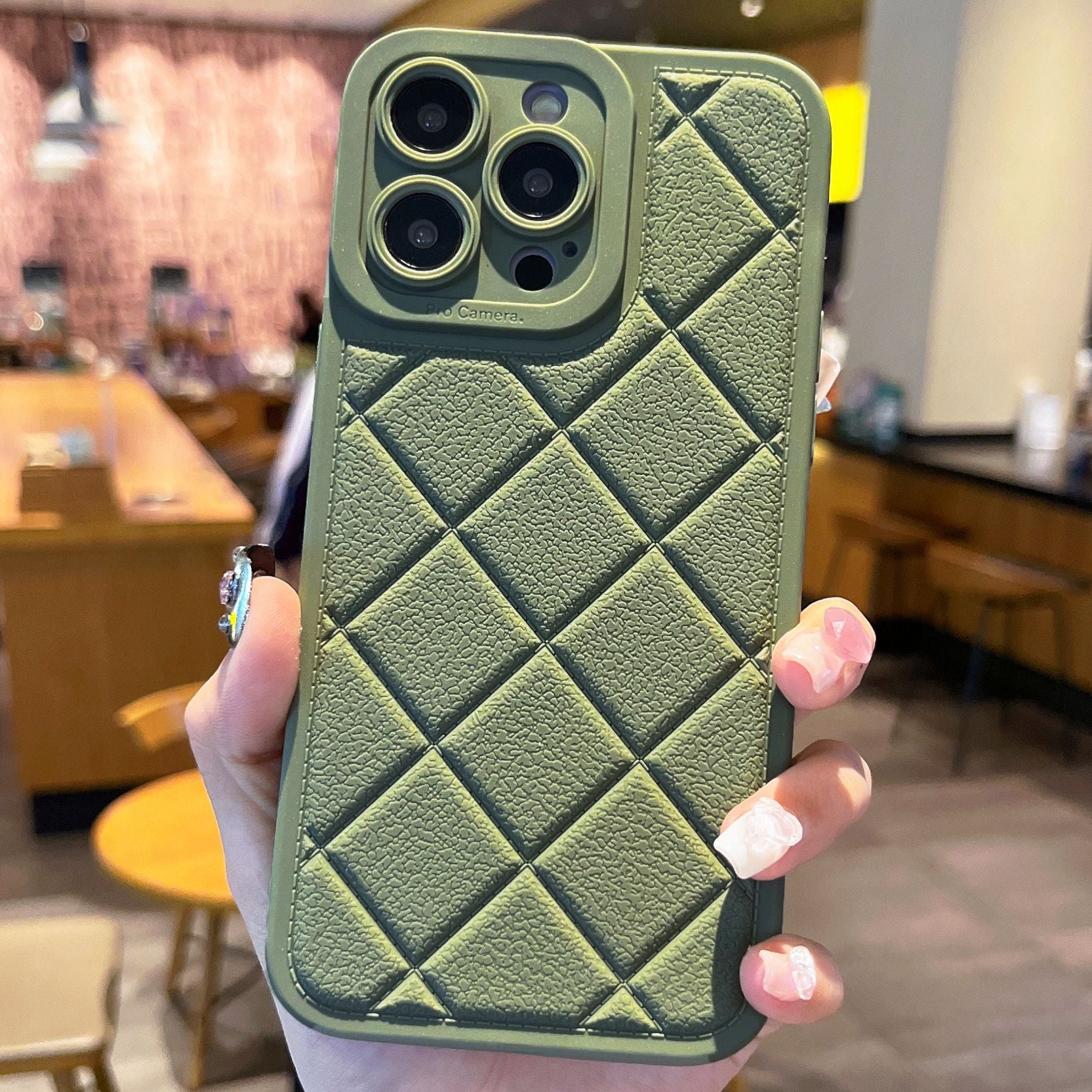 For iPhone 14 Pro Max Case Rhombus Pattern Anti-Scratch TPU Phone Cover