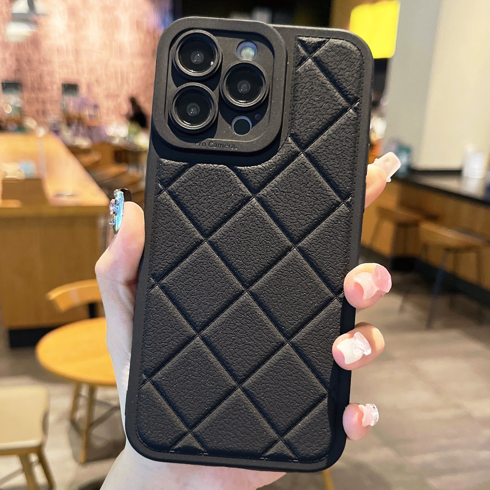 For iPhone 14 Pro Max Case Rhombus Pattern Anti-Scratch TPU Phone Cover