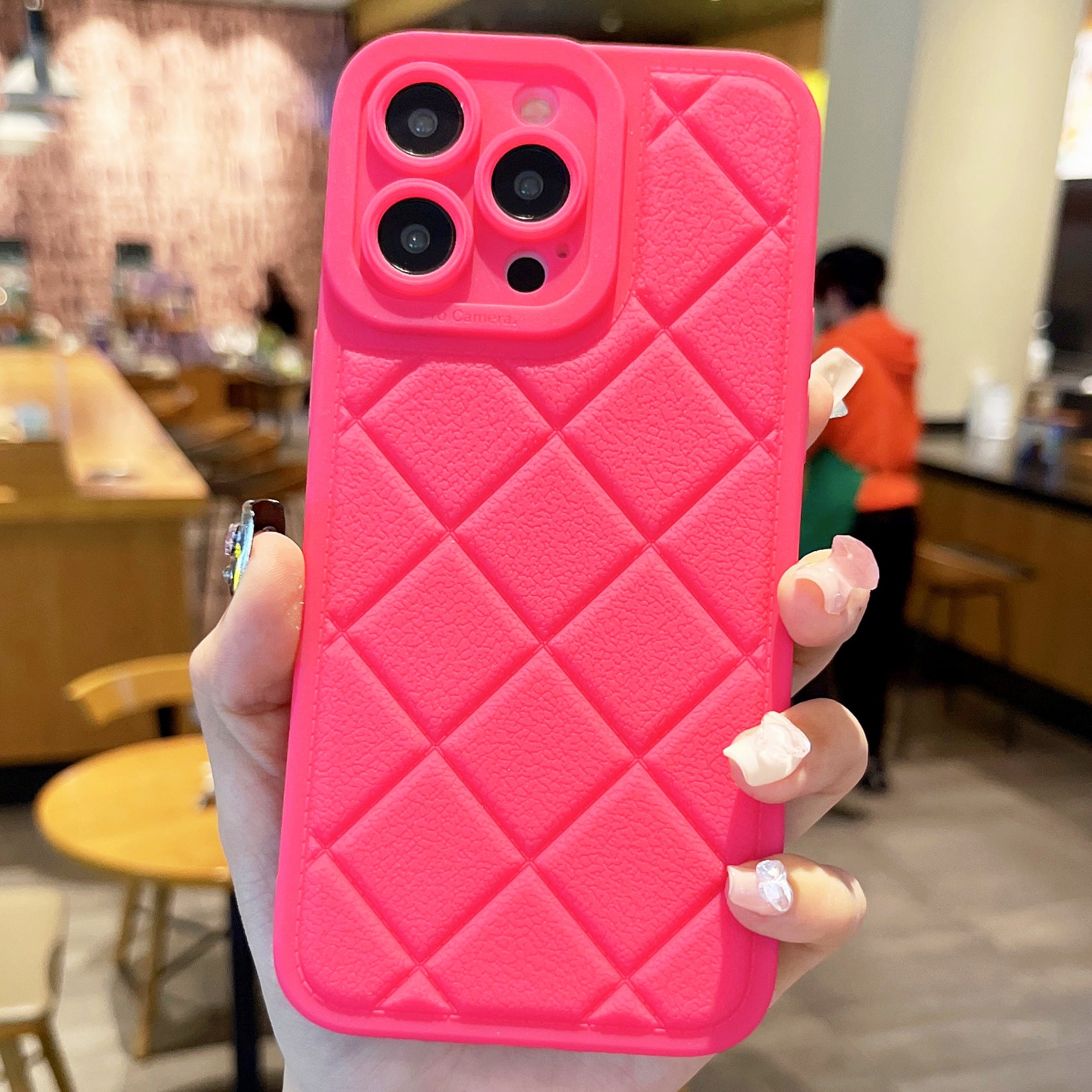 For iPhone 14 Pro Max Case Rhombus Pattern Anti-Scratch TPU Phone Cover