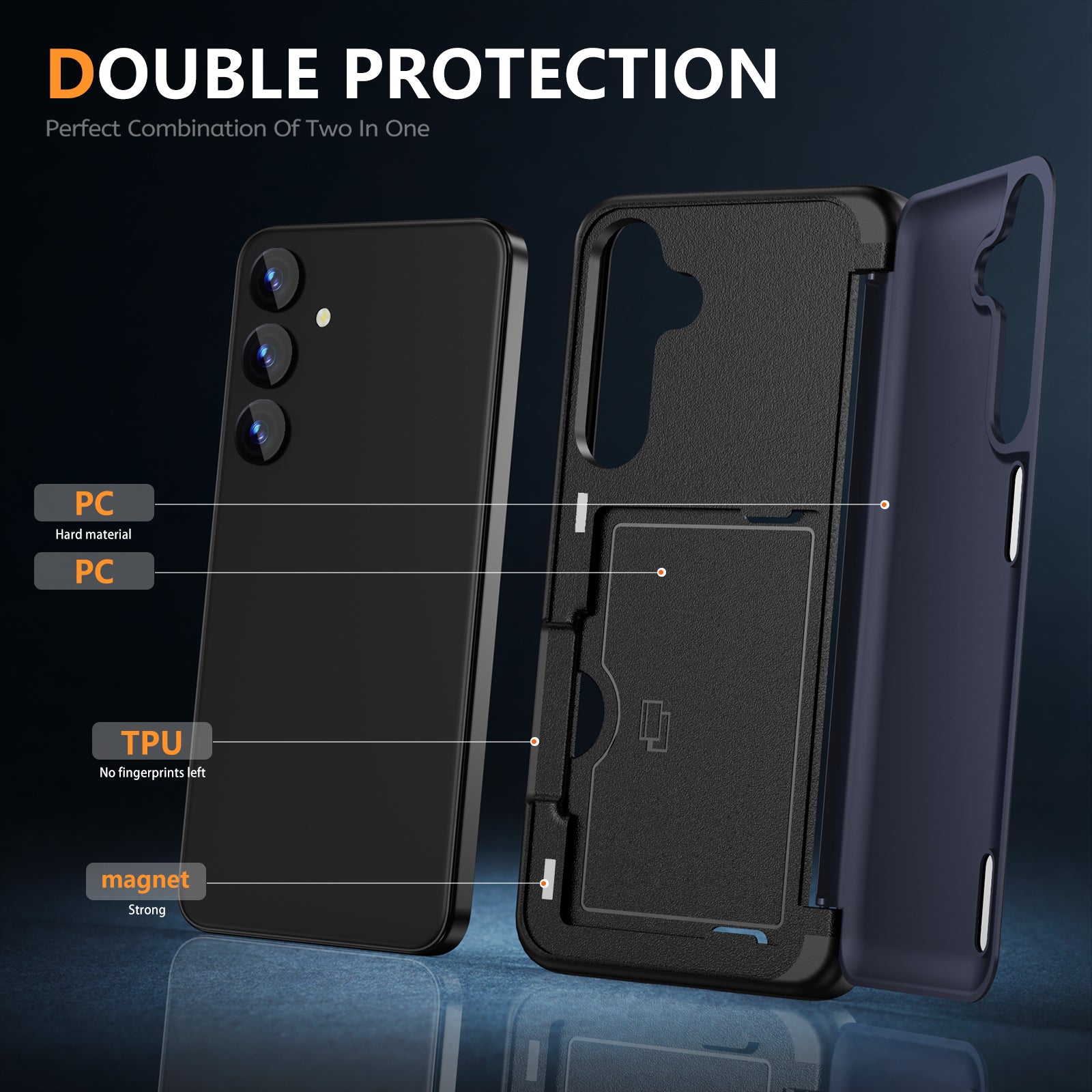 For Samsung Galaxy S23 FE Case Card Holder Shockproof TPU+PC Phone Cover with Flip Kickstand
