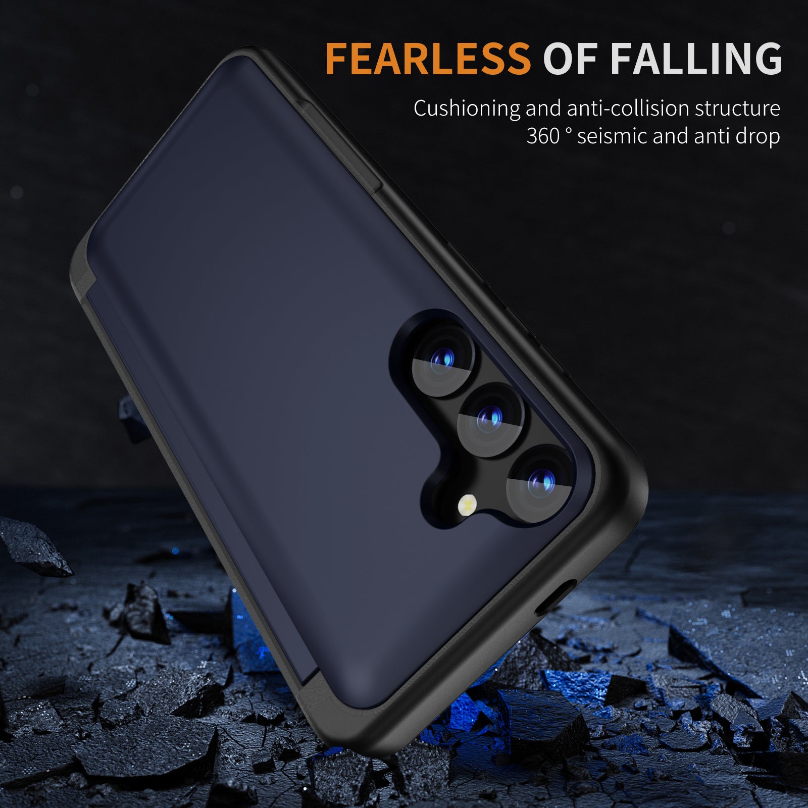 For Samsung Galaxy S23 FE Case Card Holder Shockproof TPU+PC Phone Cover with Flip Kickstand