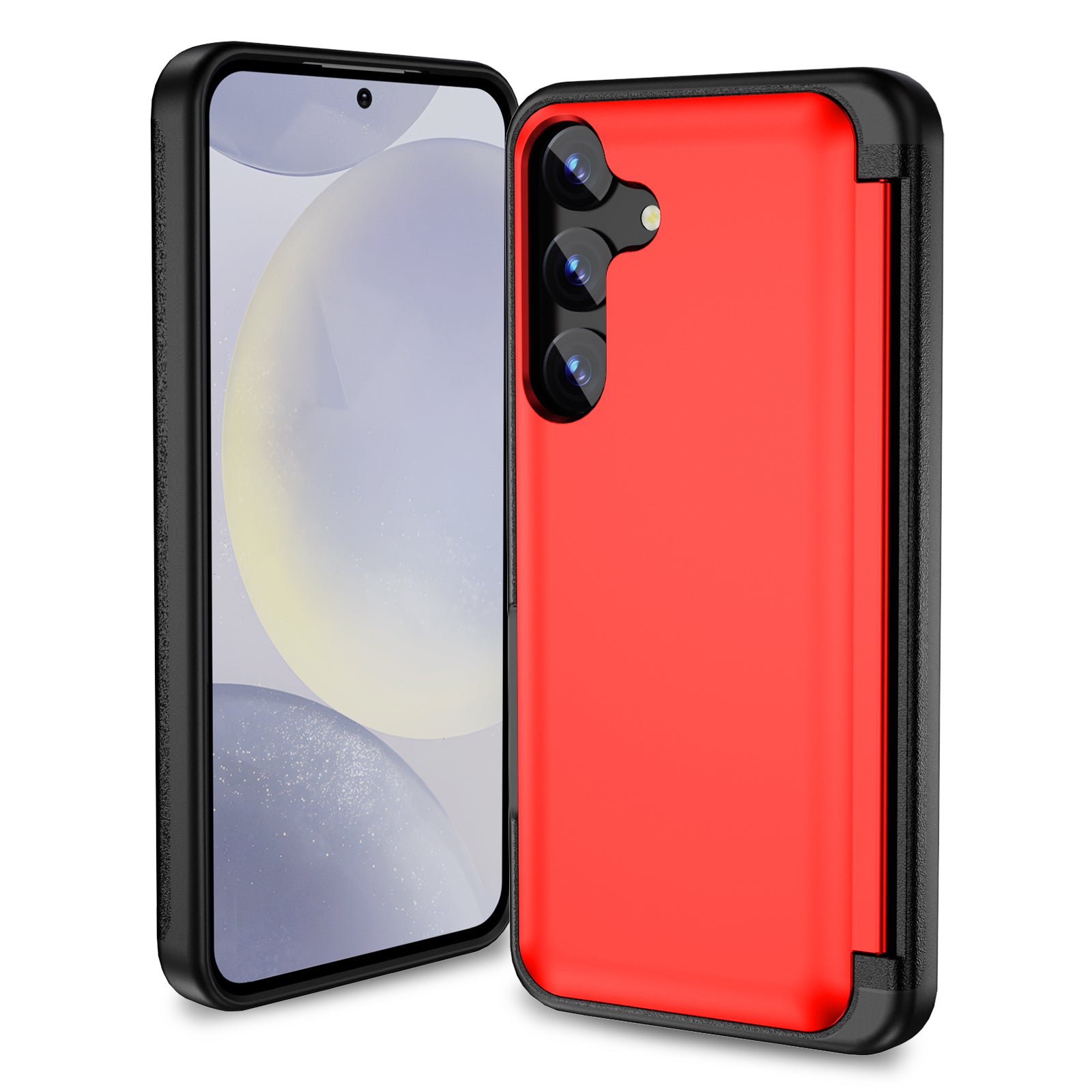 For Samsung Galaxy S23 FE Case Card Holder Shockproof TPU+PC Phone Cover with Flip Kickstand