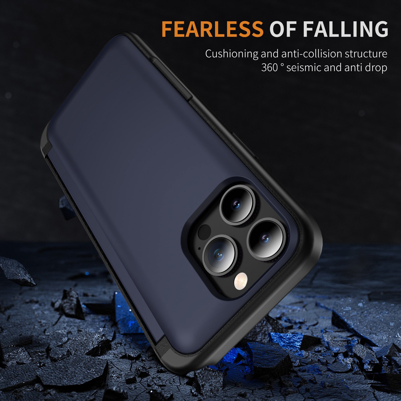For iPhone 12 Pro Max Flip Kickstand TPU+PC Case Card Holder Phone Cover