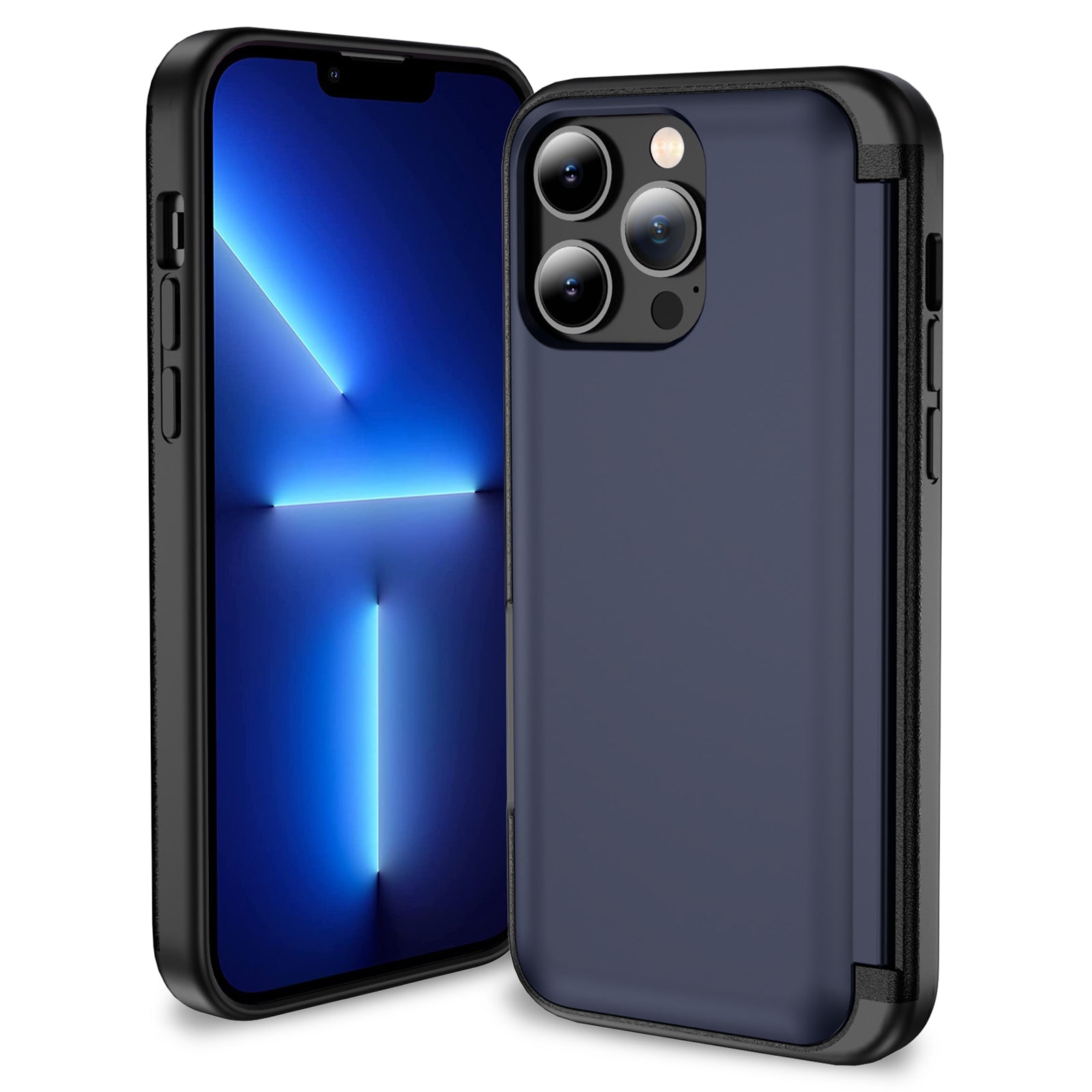 For iPhone 13 Pro Case TPU+PC Phone Cover with Kickstand / Card Holder Slot