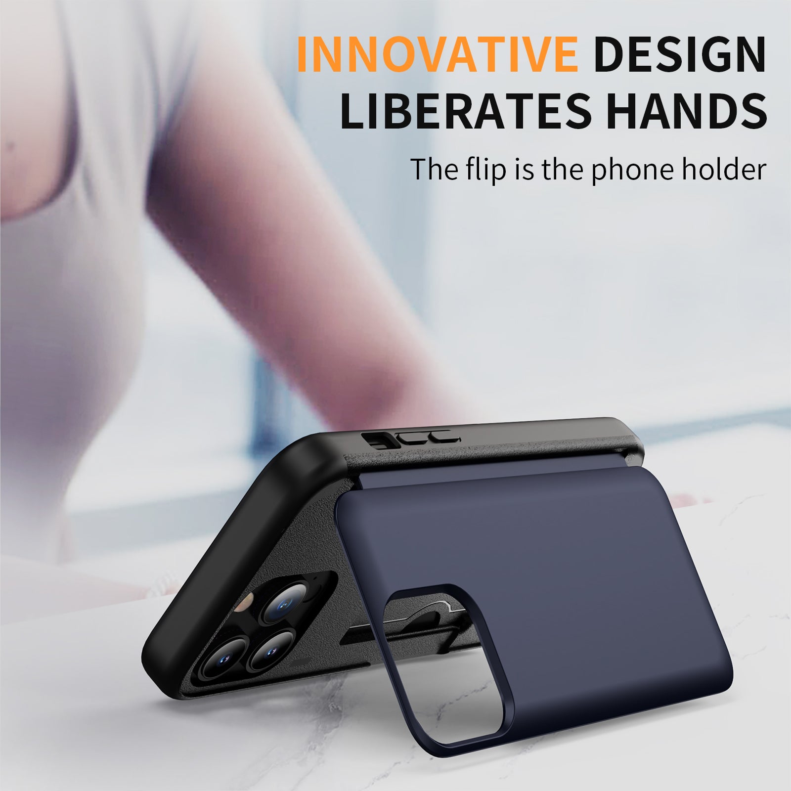 For iPhone 13 Pro Case TPU+PC Phone Cover with Kickstand / Card Holder Slot