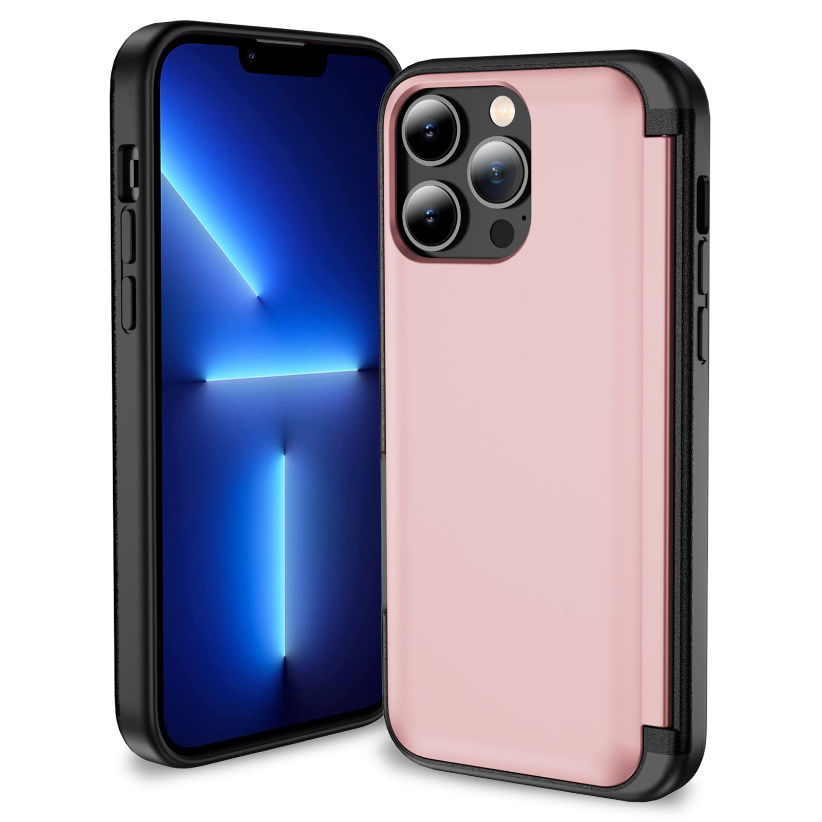 For iPhone 13 Pro Case TPU+PC Phone Cover with Kickstand / Card Holder Slot