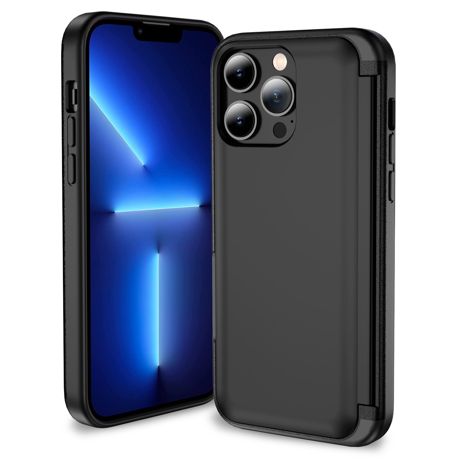 For iPhone 13 Pro Case TPU+PC Phone Cover with Kickstand / Card Holder Slot