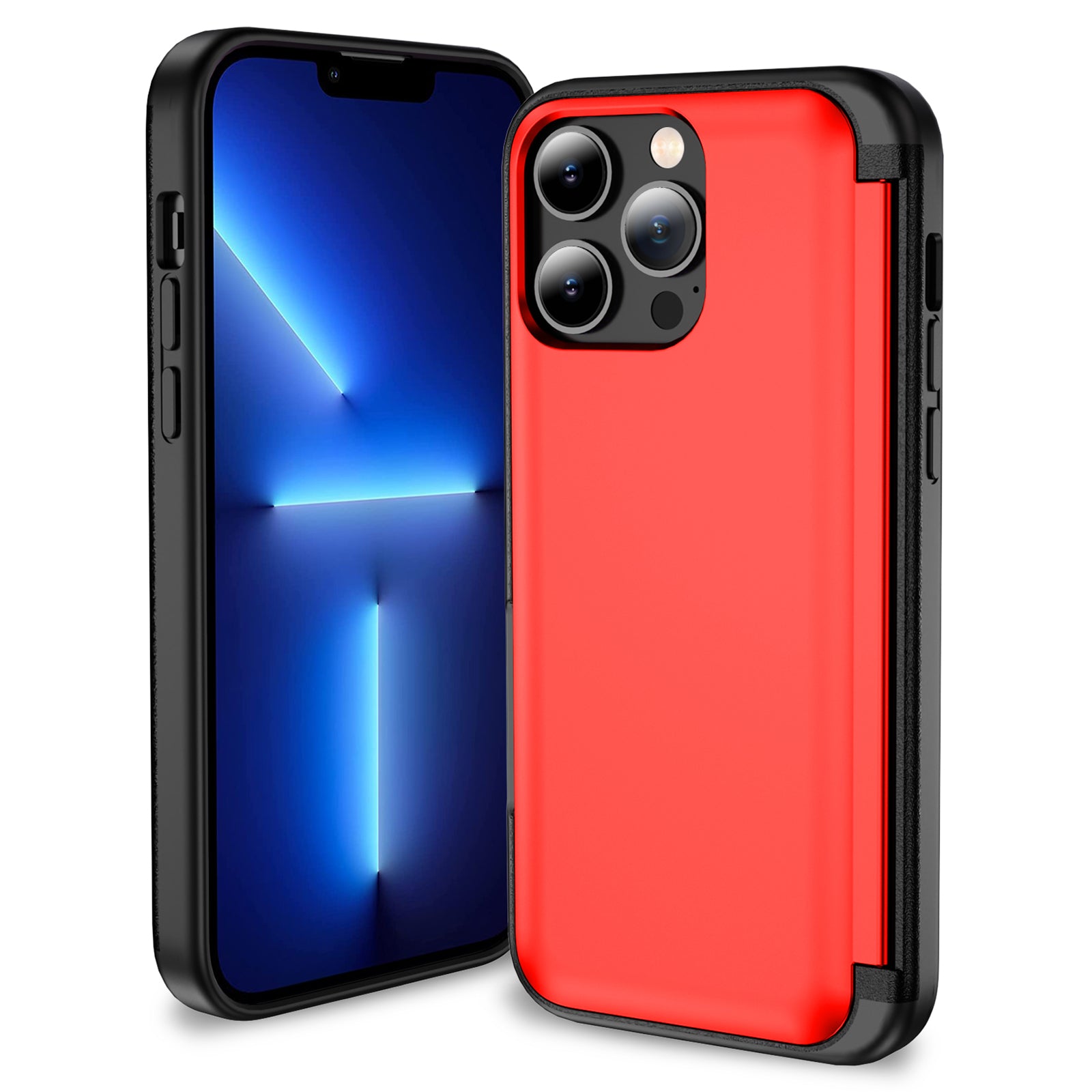 For iPhone 13 Pro Case TPU+PC Phone Cover with Kickstand / Card Holder Slot