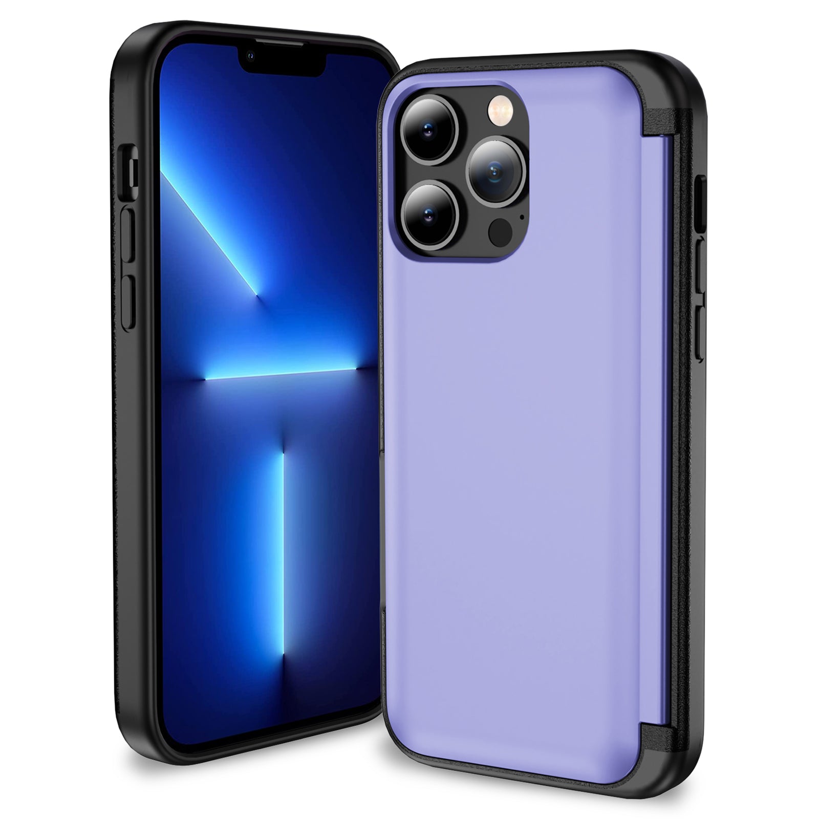 For iPhone 13 Pro Case TPU+PC Phone Cover with Kickstand / Card Holder Slot