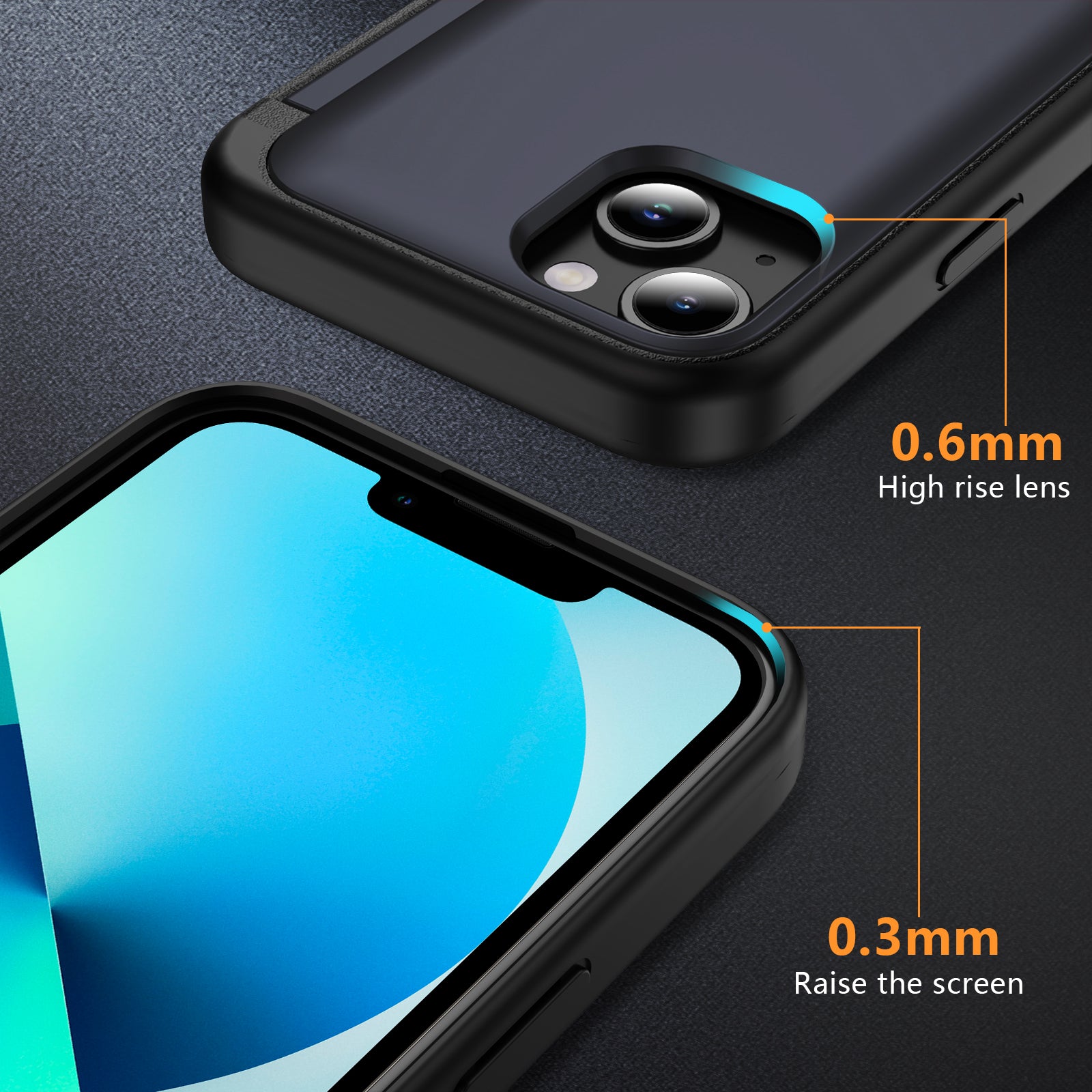 For iPhone 13 / 14 Kickstand Phone Case Slim-Fit TPU+PC Phone Cover with Card Holder