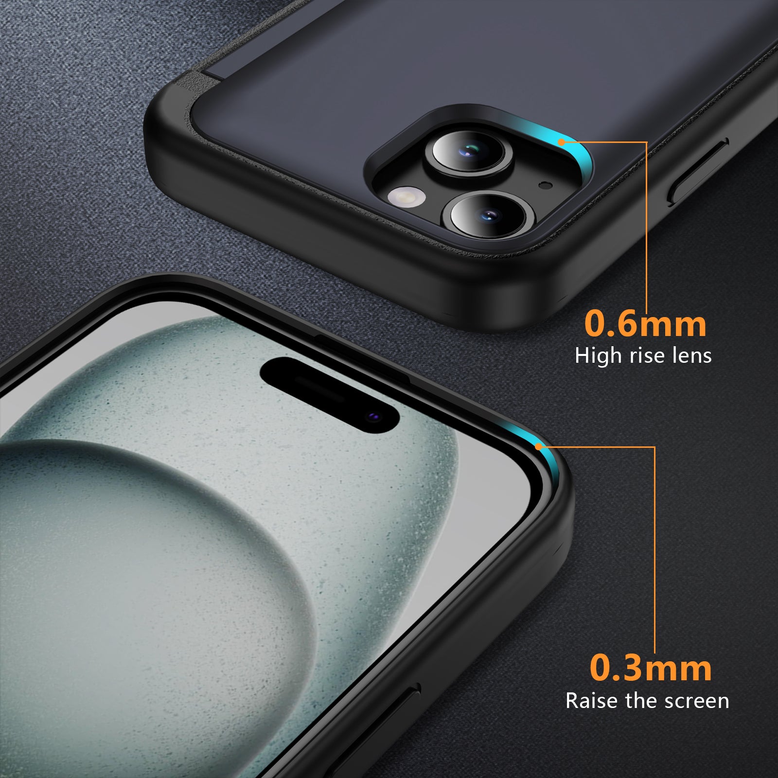 For iPhone 14 Plus TPU+PC Case Card Holder Flip Kickstand Phone Cover
