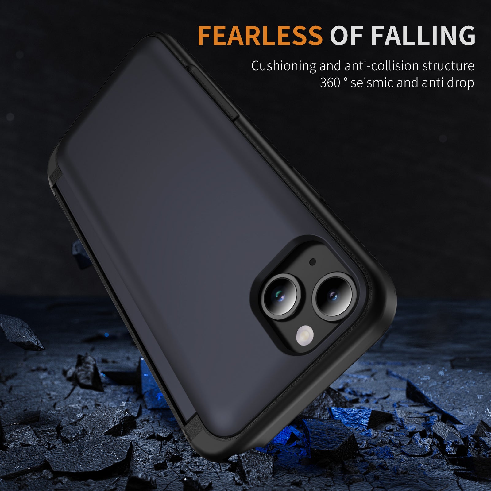 For iPhone 14 Plus TPU+PC Case Card Holder Flip Kickstand Phone Cover