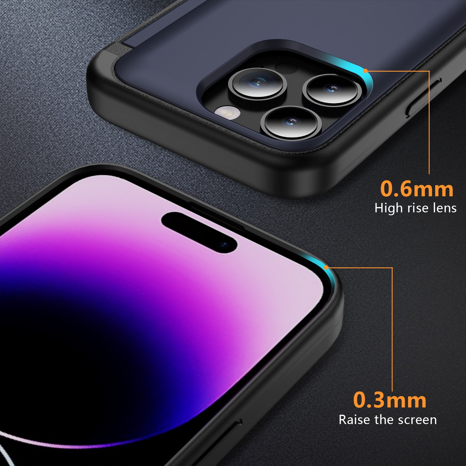 For iPhone 14 Pro Max Card Holder Case Flip Kickstand TPU+PC Protective Phone Cover