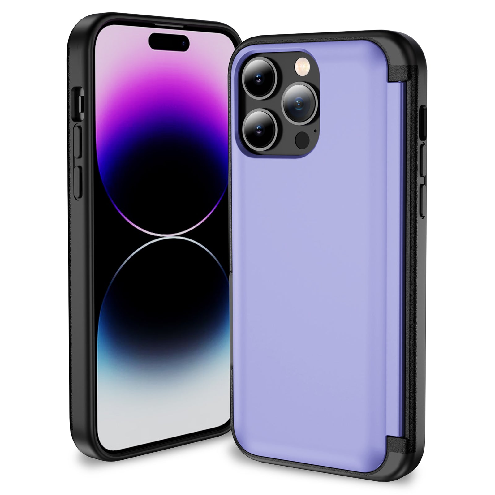 For iPhone 15 Pro Max Case TPU+PC Hidden Card Slot Phone Cover