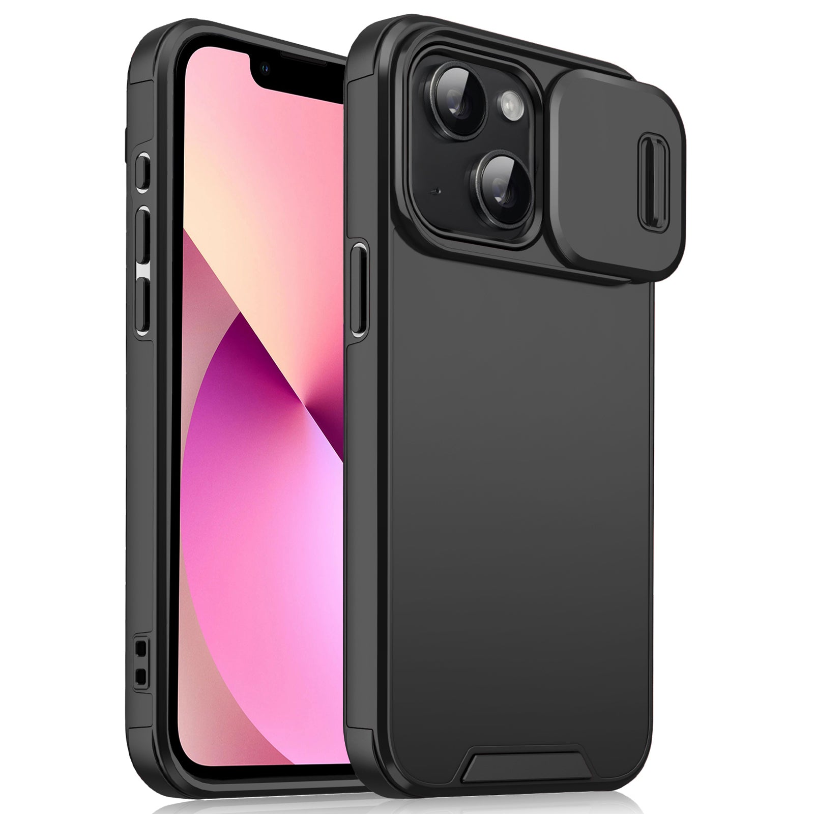 For iPhone 13 mini 5.4 inch Cell Phone Case PC+TPU Shell with Slide Camera Cover