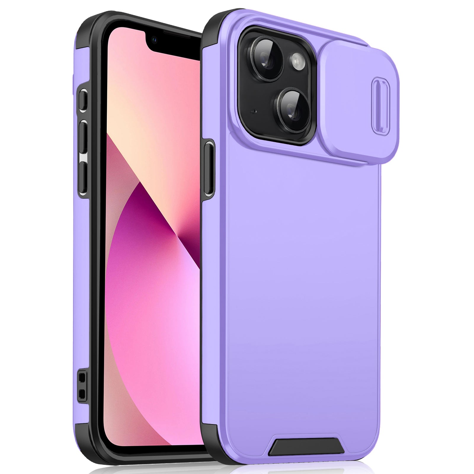 For iPhone 13 mini 5.4 inch Cell Phone Case PC+TPU Shell with Slide Camera Cover