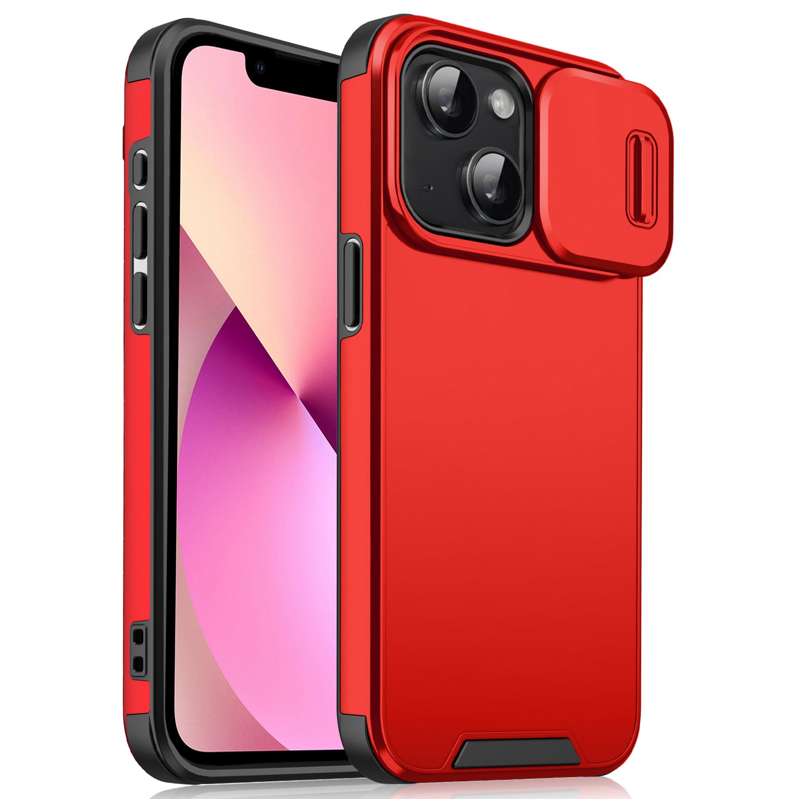 For iPhone 13 mini 5.4 inch Cell Phone Case PC+TPU Shell with Slide Camera Cover