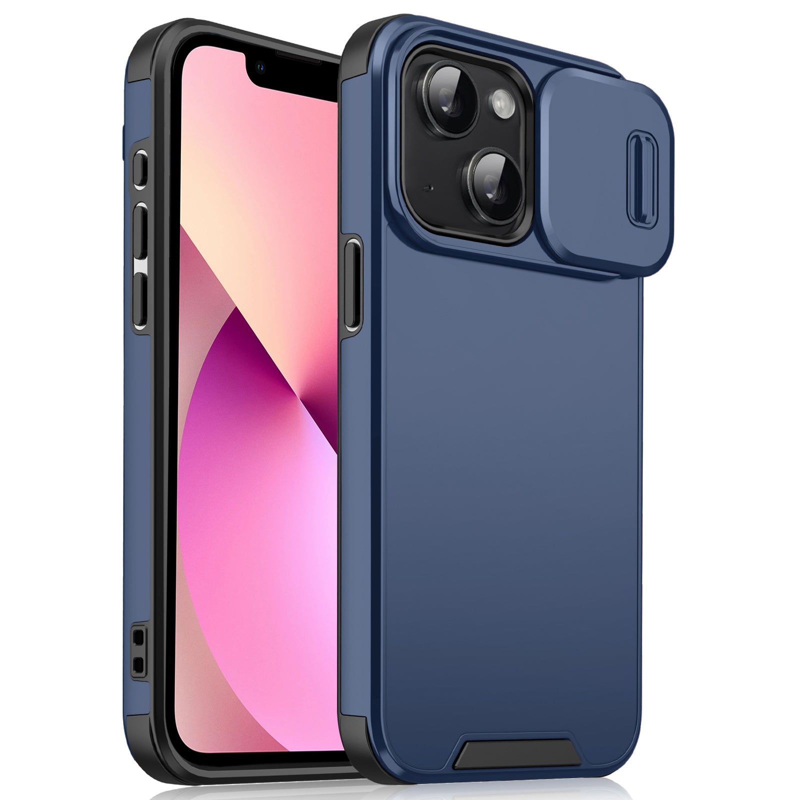 For iPhone 13 mini 5.4 inch Cell Phone Case PC+TPU Shell with Slide Camera Cover