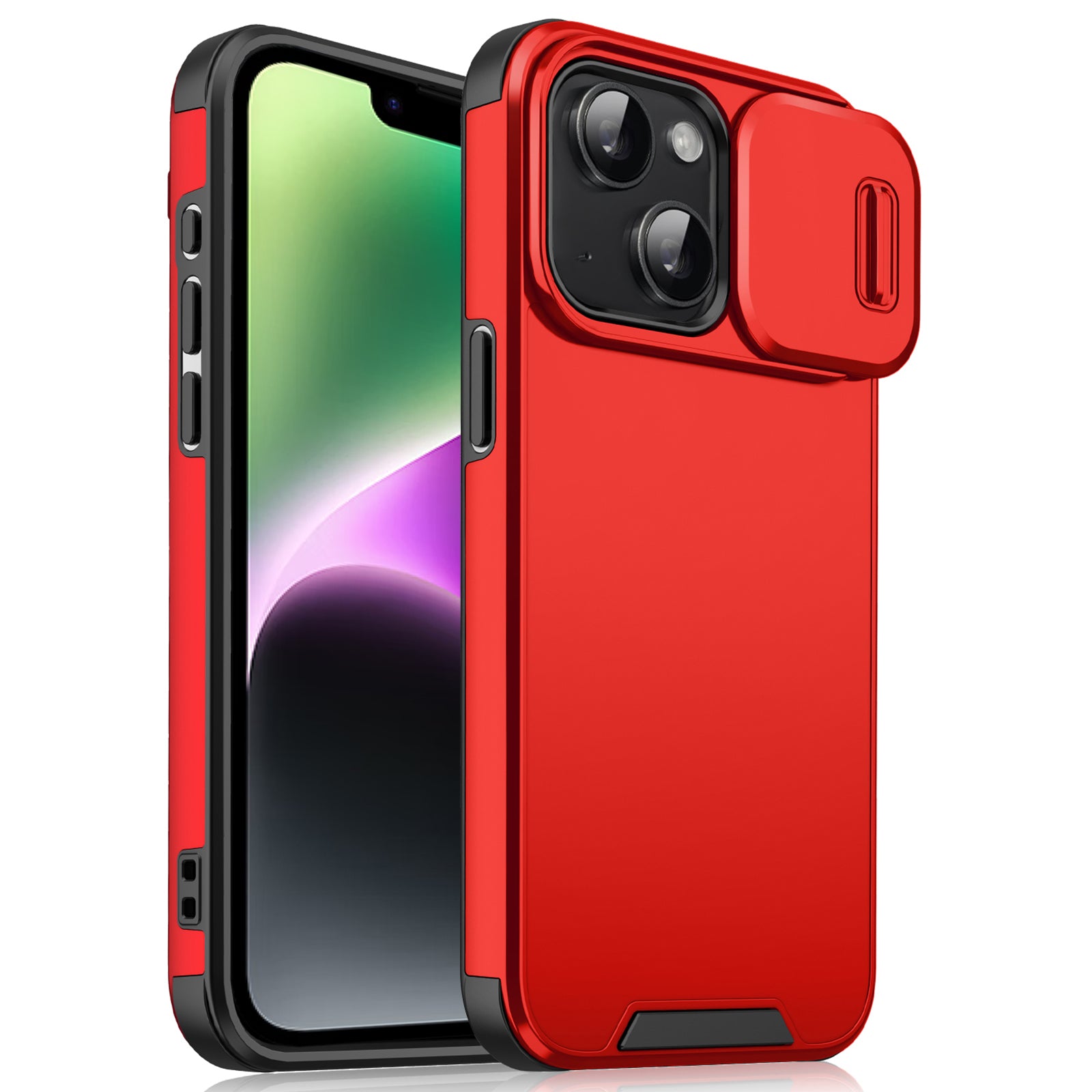 For iPhone 14 / iPhone 13 6.1 inch Case PC+TPU Shockproof Phone Cover with Slide Camera Guard