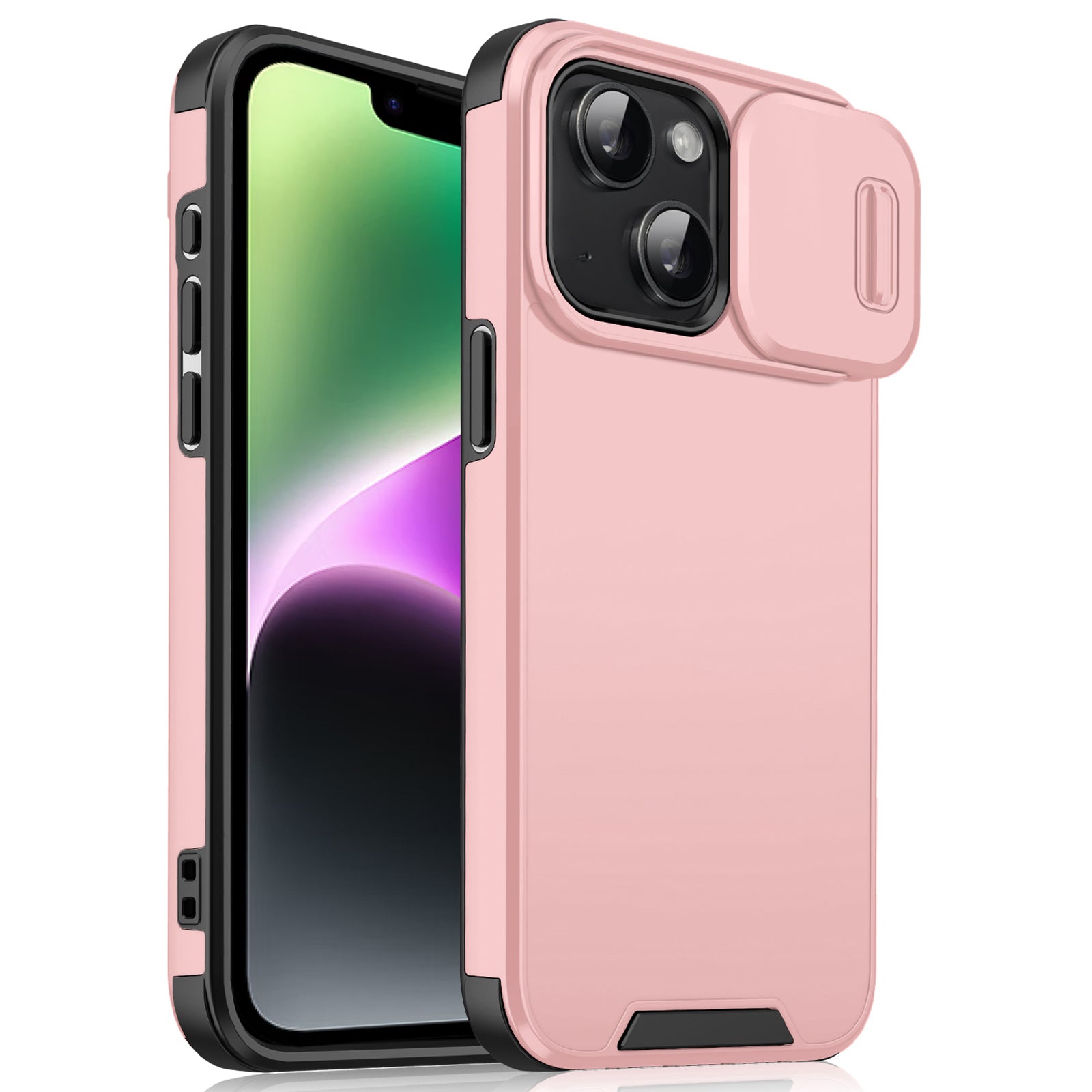 For iPhone 14 / iPhone 13 6.1 inch Case PC+TPU Shockproof Phone Cover with Slide Camera Guard