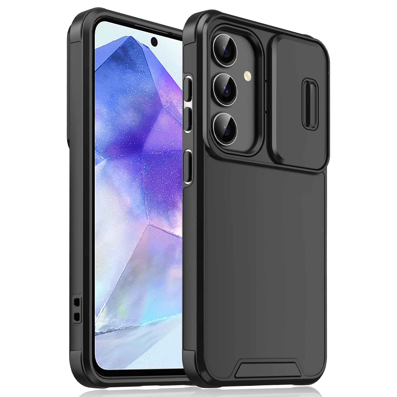 For Samsung Galaxy A55 5G Case PC+TPU Hybrid Phone Cover Slide Camera Protection