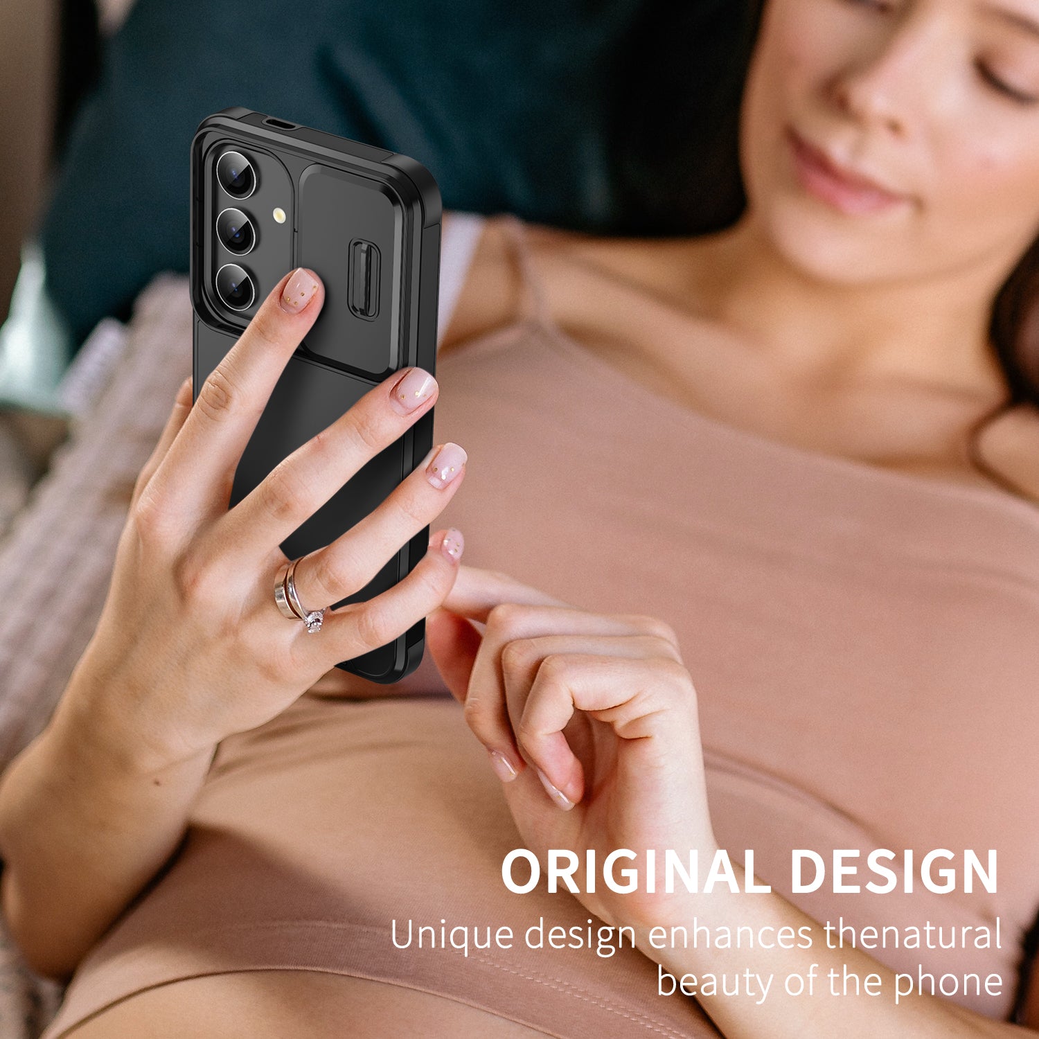 For Samsung Galaxy A55 5G Case PC+TPU Hybrid Phone Cover Slide Camera Protection