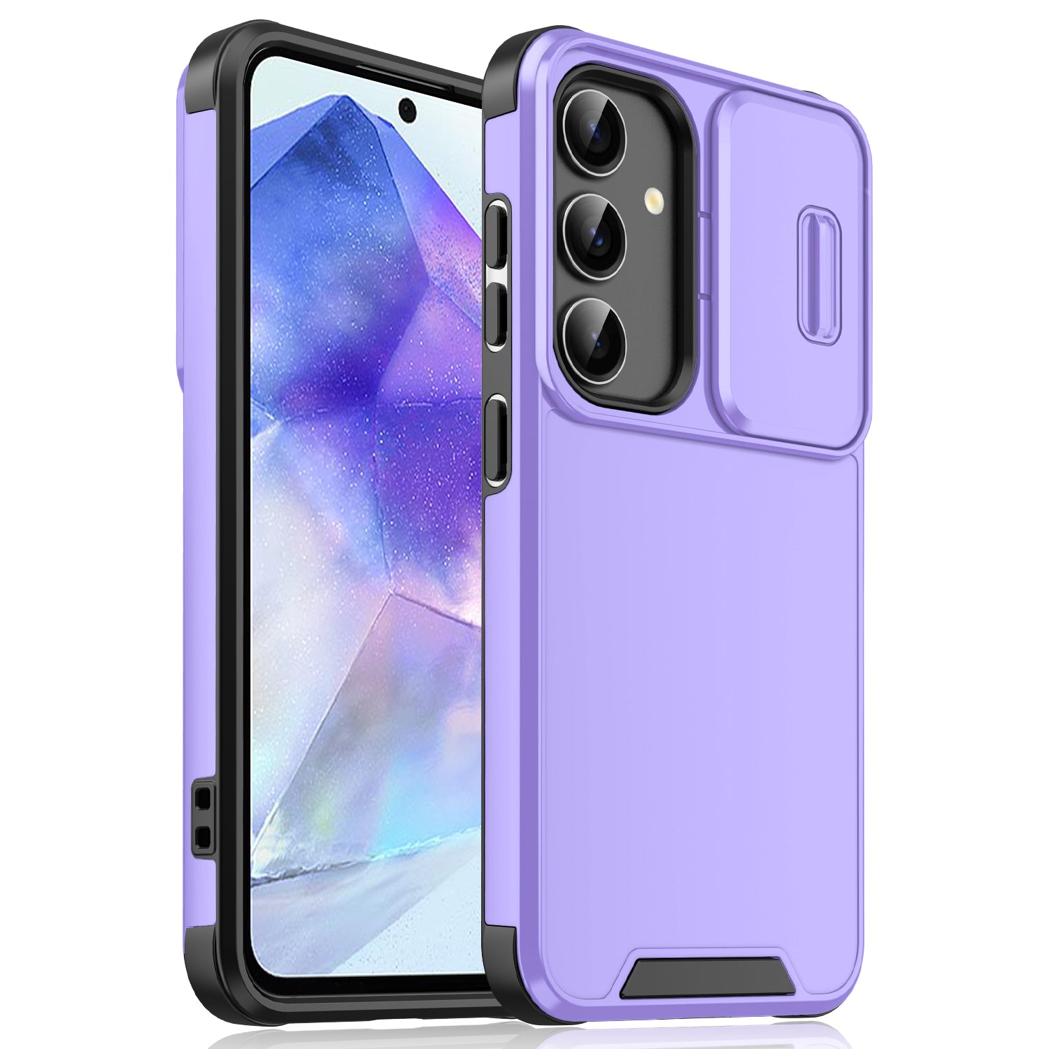 For Samsung Galaxy A55 5G Case PC+TPU Hybrid Phone Cover Slide Camera Protection