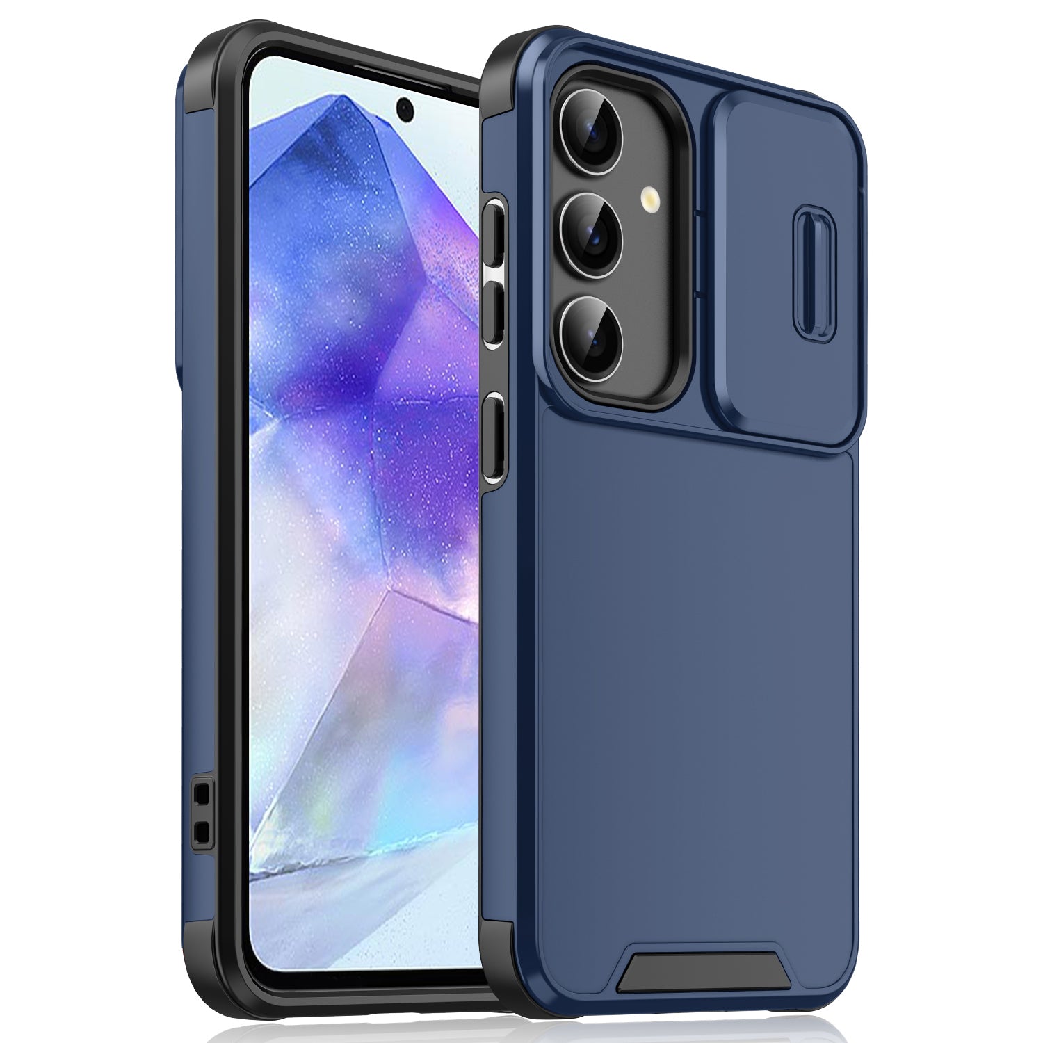 For Samsung Galaxy A55 5G Case PC+TPU Hybrid Phone Cover Slide Camera Protection