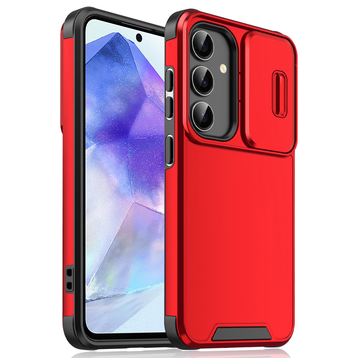 For Samsung Galaxy A55 5G Case PC+TPU Hybrid Phone Cover Slide Camera Protection