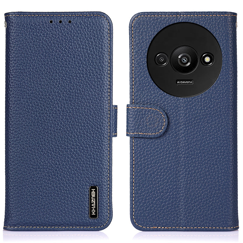 KHAZNEH Stand Case for Xiaomi Redmi A3 / Poco C61 4G Support Stand Genuine Cow Leather Phone Cover