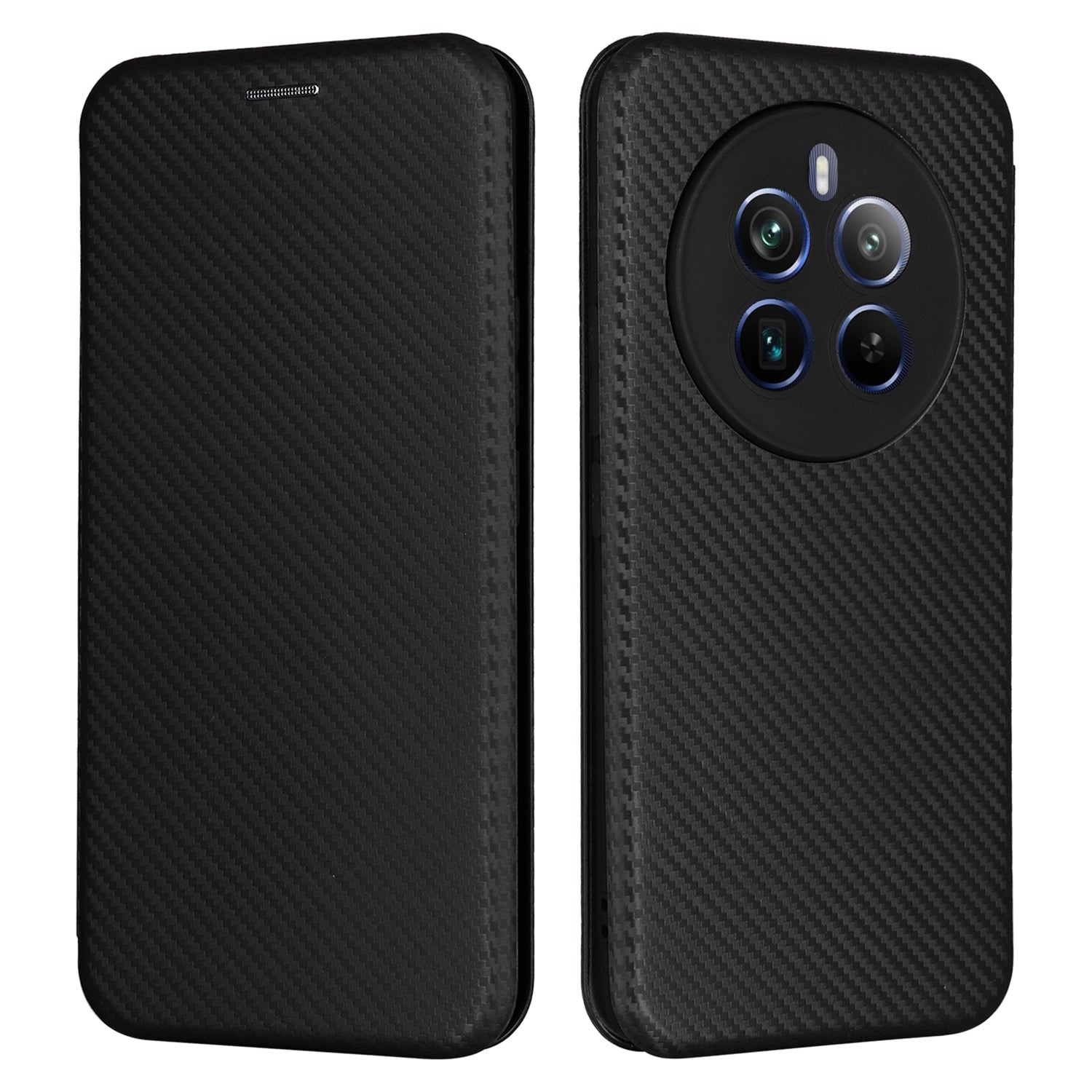 For Realme 12 Pro 5G / 12 Pro+ 5G Case Card Slots Leather Phone Cover Carbon Fiber Texture