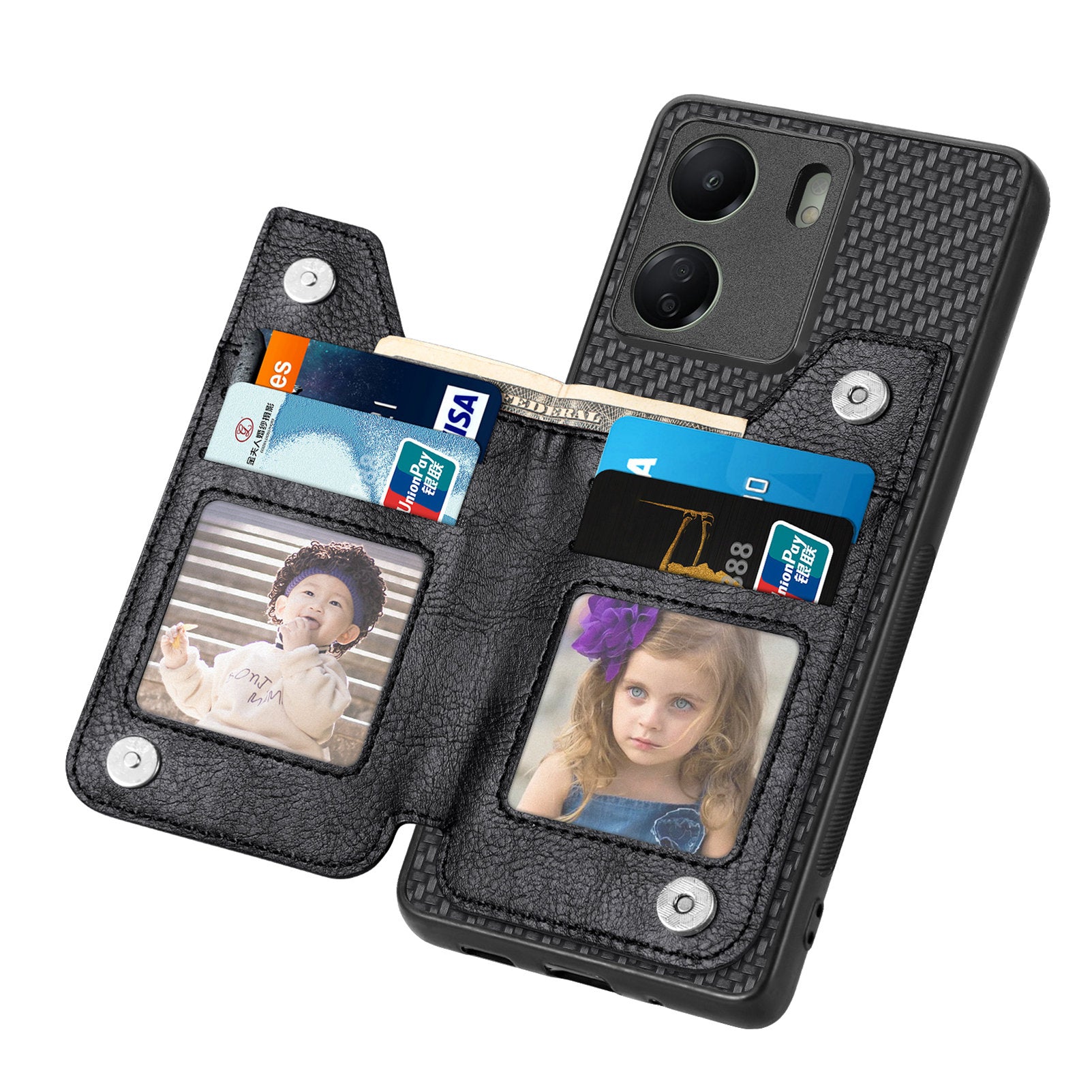 C1-04 For Xiaomi Redmi 13C 4G / Poco C65 4G Wallet Phone Case Kickstand PU+PC+TPU Phone Cover