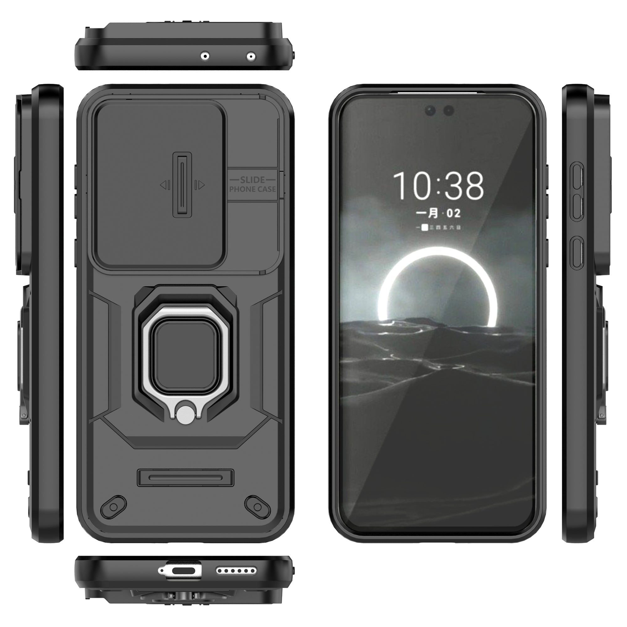 For Huawei Pura 70 Pro / Pura 70 Pro+ Kickstand Case Slide Lens Protection PC+TPU Phone Cover