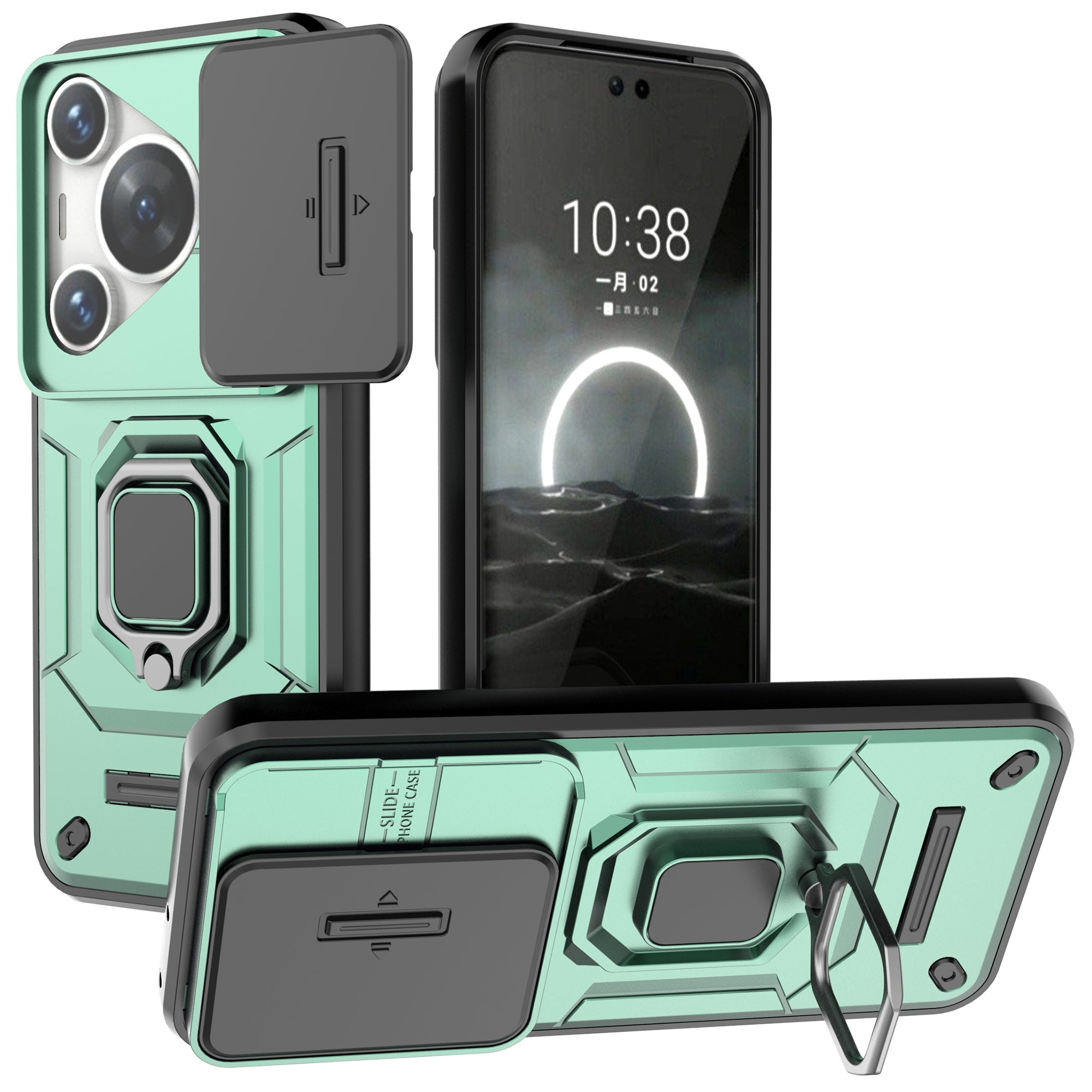 For Huawei Pura 70 Pro / Pura 70 Pro+ Kickstand Case Slide Lens Protection PC+TPU Phone Cover
