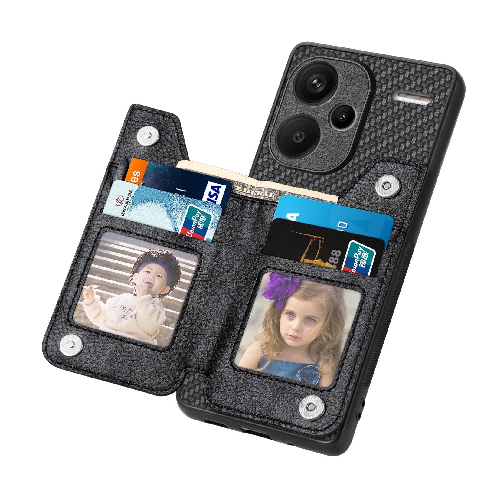 C1-04 For Xiaomi Redmi Note 13 Pro+ 5G Case Carbon Fiber Leather Coated PC+TPU Phone Cover