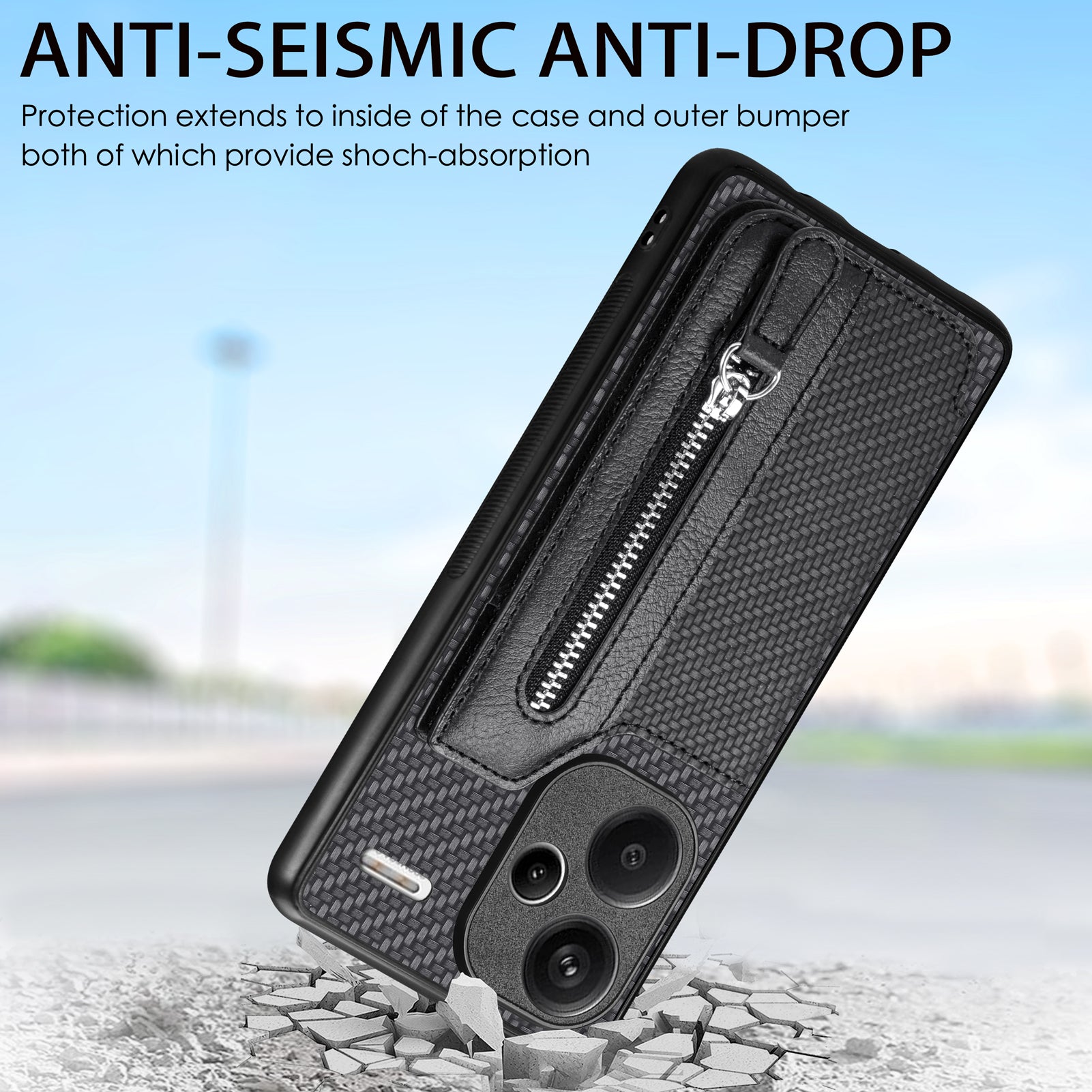 C1-04 For Xiaomi Redmi Note 13 Pro+ 5G Case Carbon Fiber Leather Coated PC+TPU Phone Cover