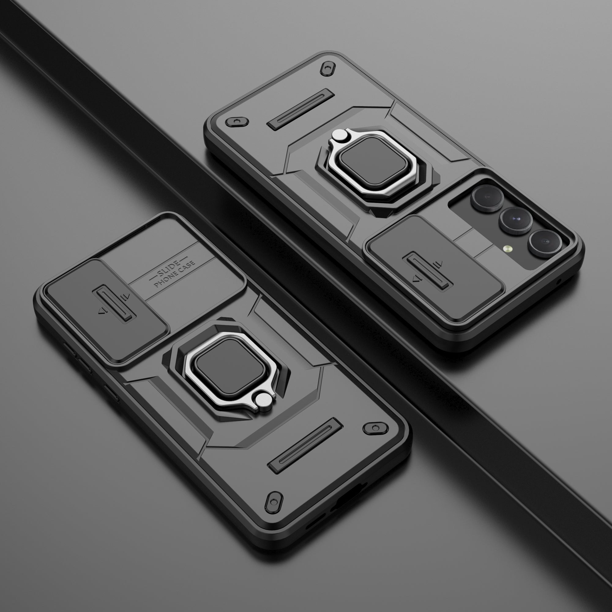 For Samsung Galaxy A55 5G Case PC+TPU Anti-scratch Phone Protective Cover with Slide Lens Cover