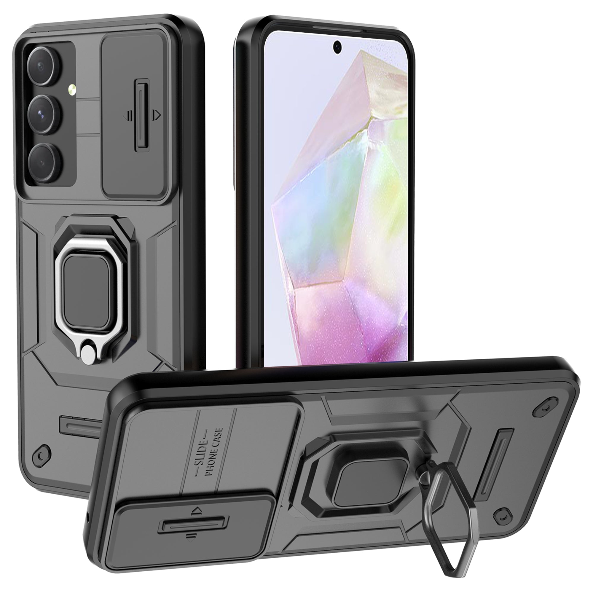 For Samsung Galaxy A35 5G Case PC+TPU Anti-drop Phone Cover with Slide Lens Lid